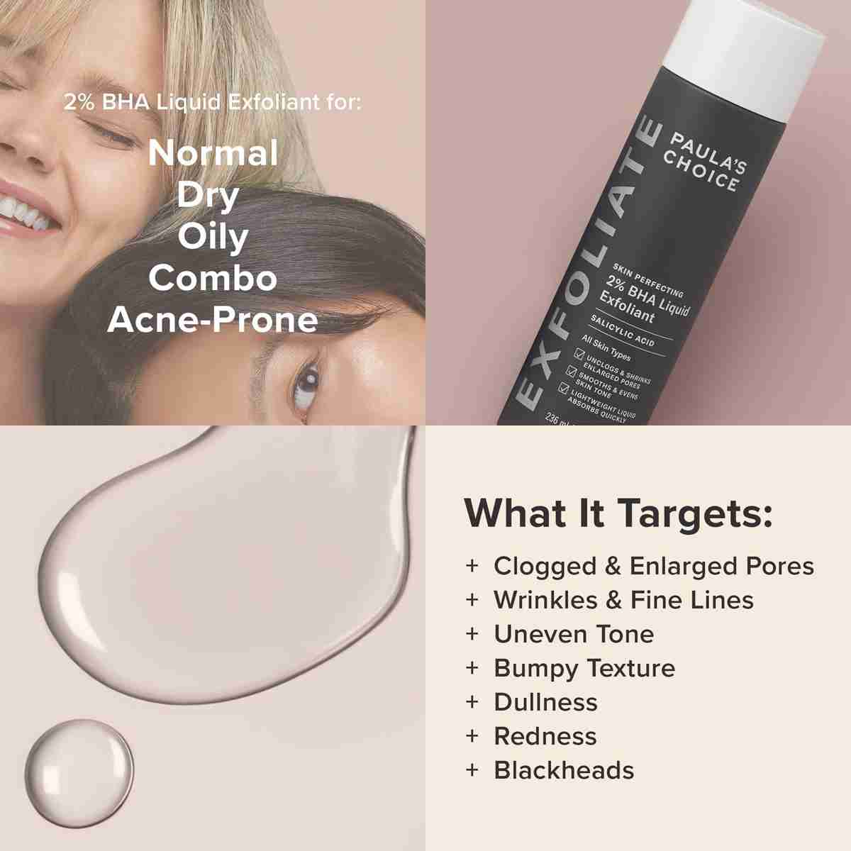Paulas Choice Skin Perfecting 2 BHA Liquid Exfoliant - Salicylic Acid Peel for Face - Blackhead, Whitehead & Blemish Exfoliator - Combination to Oily & Acne Prone Skin - 118 ml