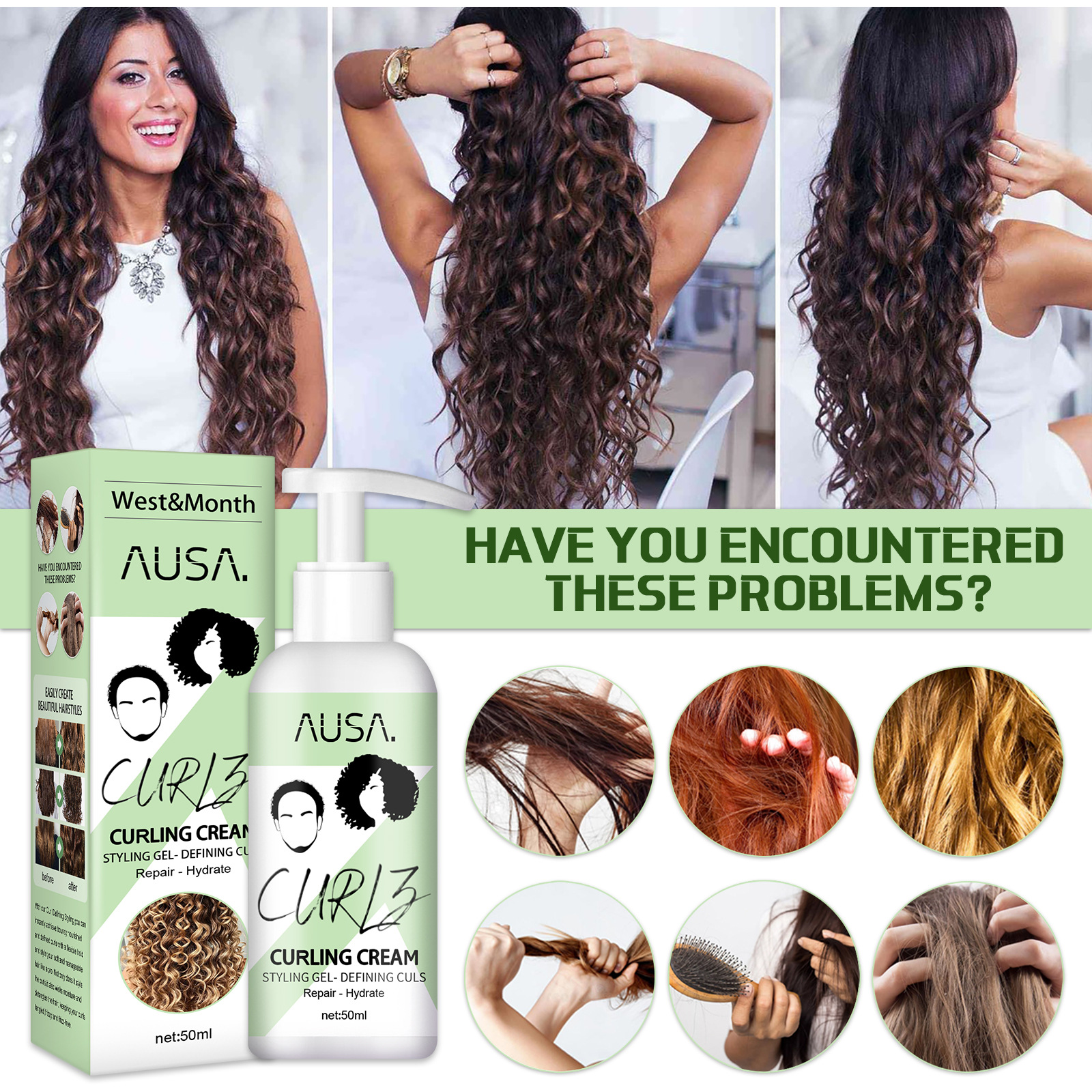 Hair Elastine Cream Repair Curl Elastining Gel Curls Moisturizer and Enhancer Conditioners for Wavy and Curly Hair Products Suitable for Women and Men
