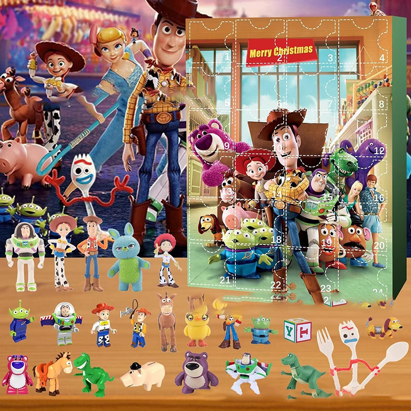 Christmas Advent Calendar Box Disney Toy Story Woody Buzz Jessie Rex Action Figures Anime Figurine Cartoon Navidad Doll Staute Model Kids Toy Gift