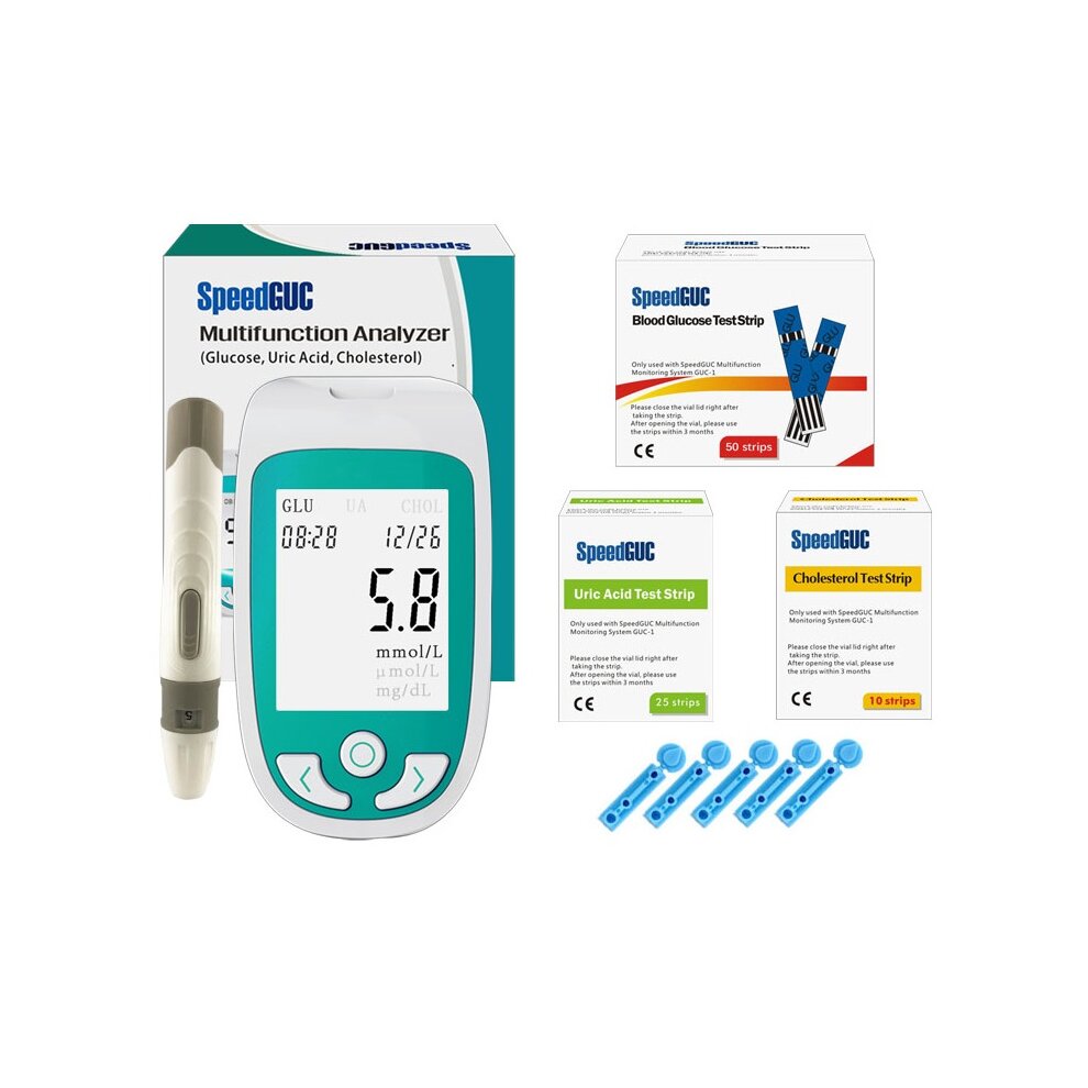 3 In 1 Multifunctional Cholesterol Uric Acid Blood Glucose Monitor Glucose Meter Kit