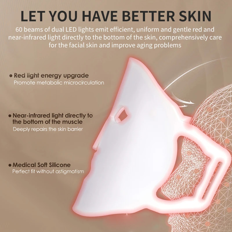 Silicone Led Light Therapy Face Mask 7 Colors Facial Rejuvenation Tightening Anti Aging Therapy Mask