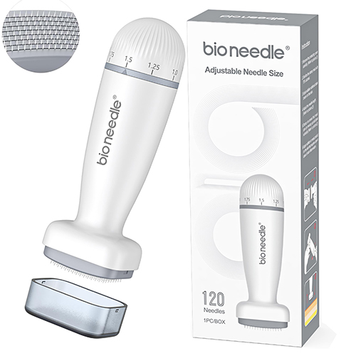 Dr. Pen Bioneedle Derma Stamp Adjustable 0~2mm 120 Pins Derma Stamp Microneedling Derma Roller for Hair Beard Growth Loss Shrink Pores Brighten Skin Tone