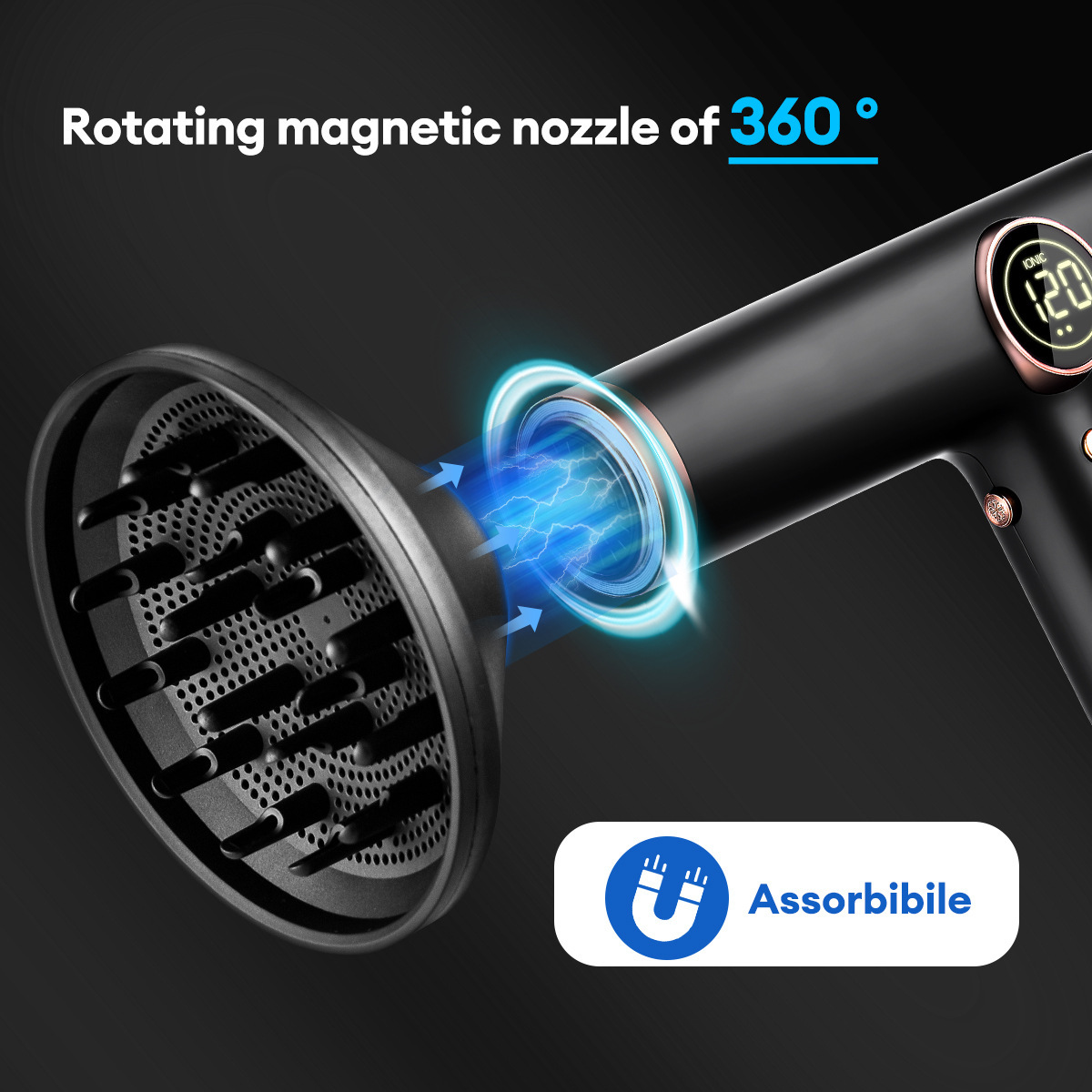 Hair Dryer Lightweight Hairdryer with 110000 RPM High Speed Motor for Fast Drying 200 Million Ionic Hairdryers for Women and Men Low Noise 3pcs Nozzle
