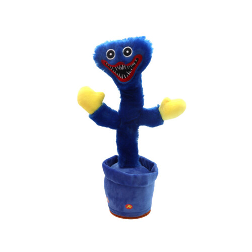 Poppy Playtime Huggy Wuggy Dancing Speaking Cactus Interactive Plush Toy Blue Battery
