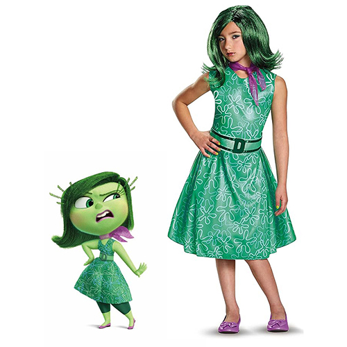 Cosplay Inside Out 2 Disgust Kids Costume Halloween Carnival Suit Disney Anime Party Fancy Dress Women Costume Party Book Week Outfits Dress Up
