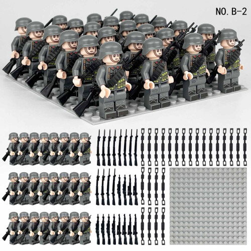 24pcs British German Soviet Army Square Army Military Building Block Set with