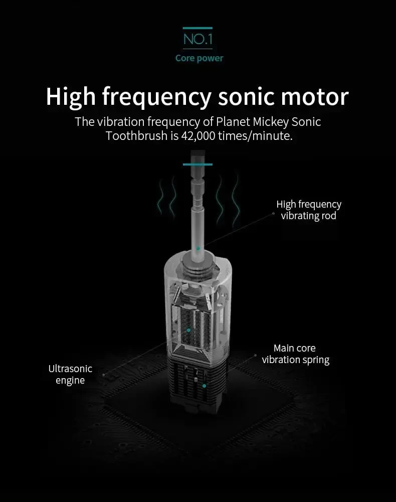 (Black) Electric Ultrasonic Toothbrush Six Speed Mode Home Soft Hair USB Charging Waterproof Adult Tooth Cleaner Automatic Couple Set