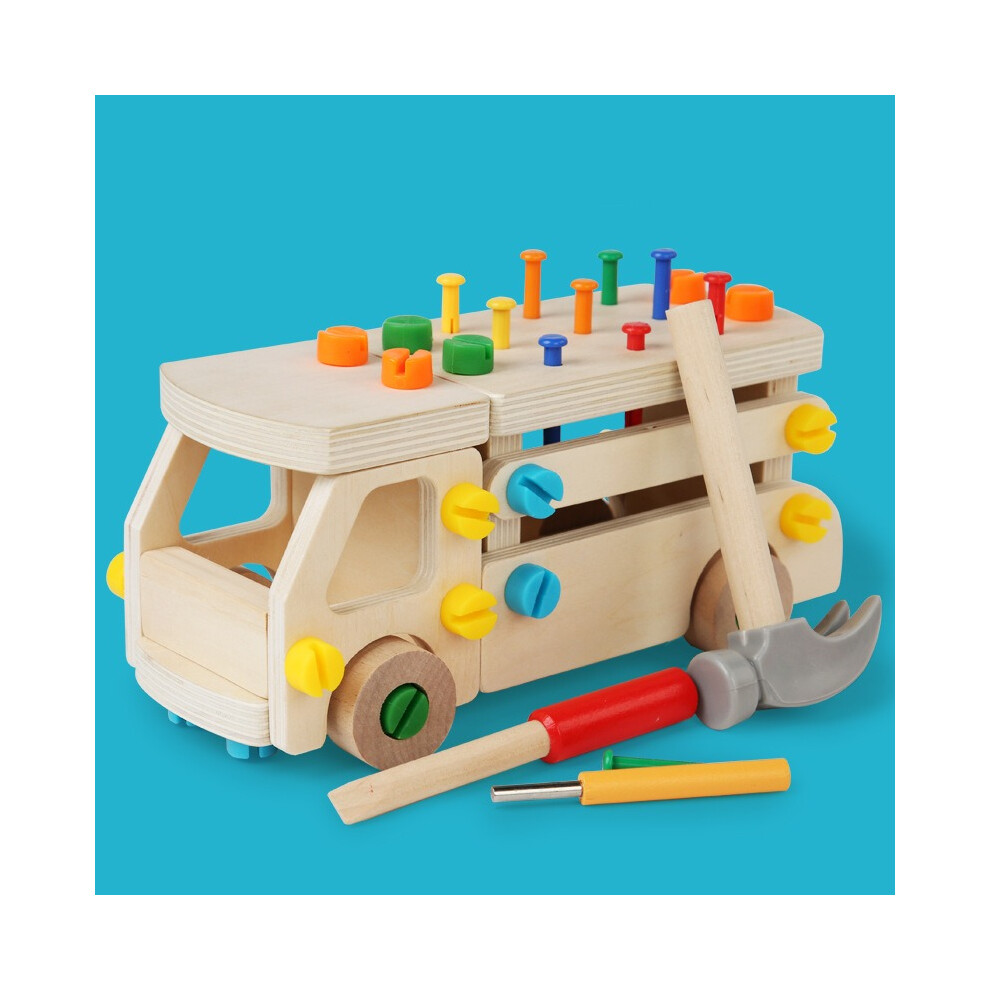 Children Wooden Screwing Nut Truck Disassembly and Assembly Car Fire Engine Toy Kids Montessori Early Educational Puzzle Toys