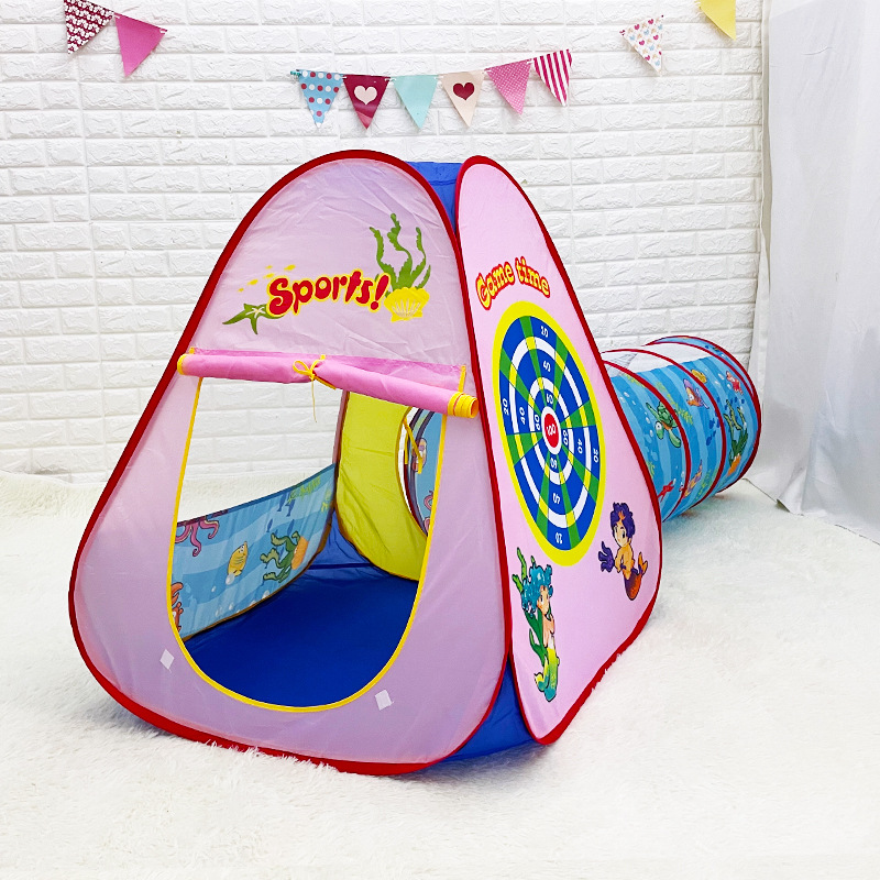 Folding Tunnel House 2-in-1 Kids Folding Playhouse Play Tent Toddler House Indoor Outdoor