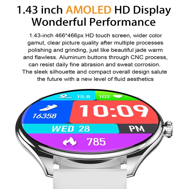 1.43-inch Ultra-thin Smart Watch Sports Watch Bluetooth Call Heart Rate Monitoring Smartwatch