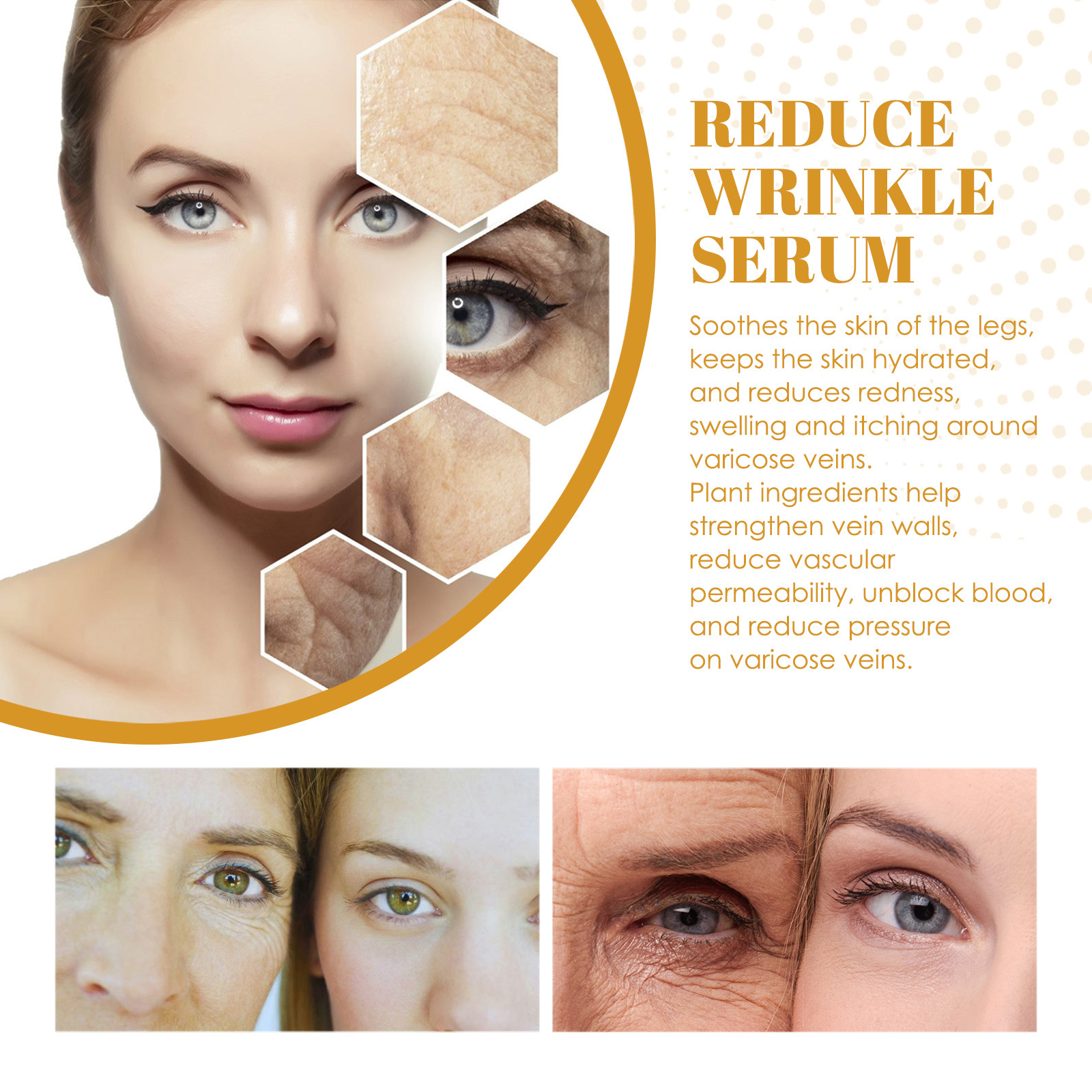 (1 PC) Reduces Wrinkles Serum Anti Aging Face Serum Brighten Moisturize Fade Fine Fine Lines Remove Dark Spots Tightening Firming Hyaluronic Acid Essence