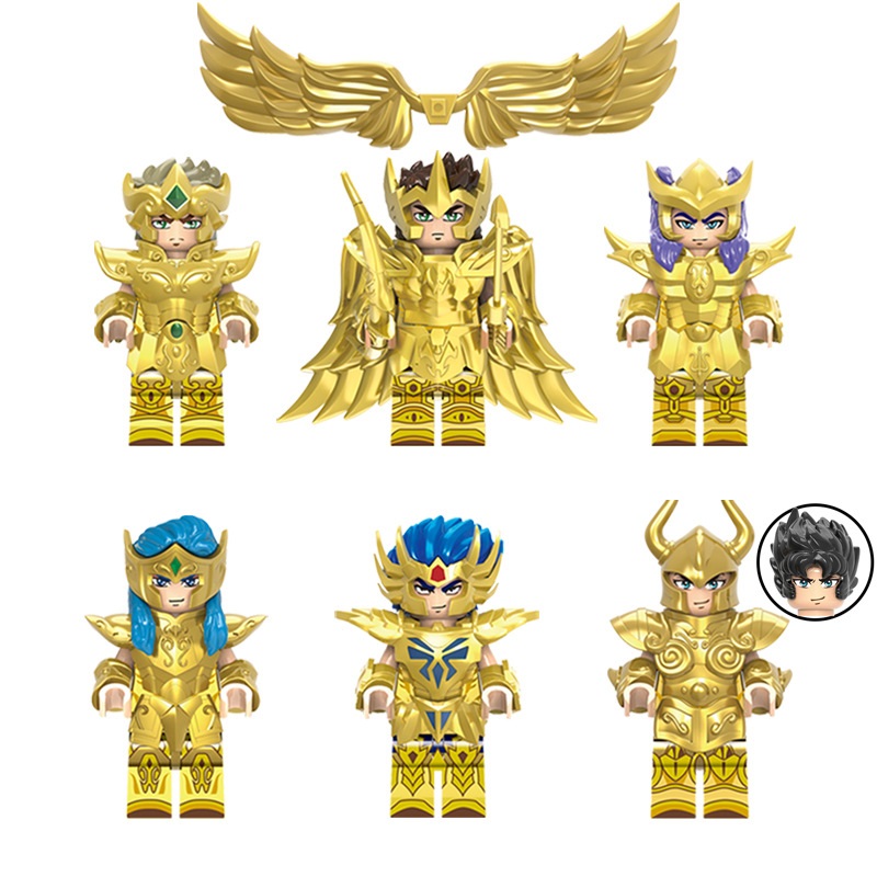 6 Pcs Anime Saint Seiya Building Blocks Athena Shiryu Ikki Golden Warrior Figures Bricks Cartoon Toys For Children Gifts