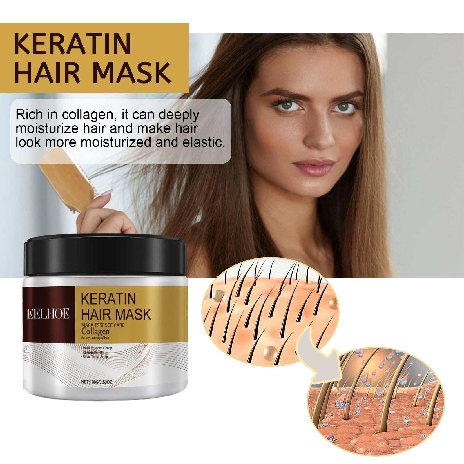 Magical Hair Mask Softens Frizz Repairs Damage Fine Hair Anti-loss Smooth Shiny Hair For Dry Damaged Hair Deep Moisturizing