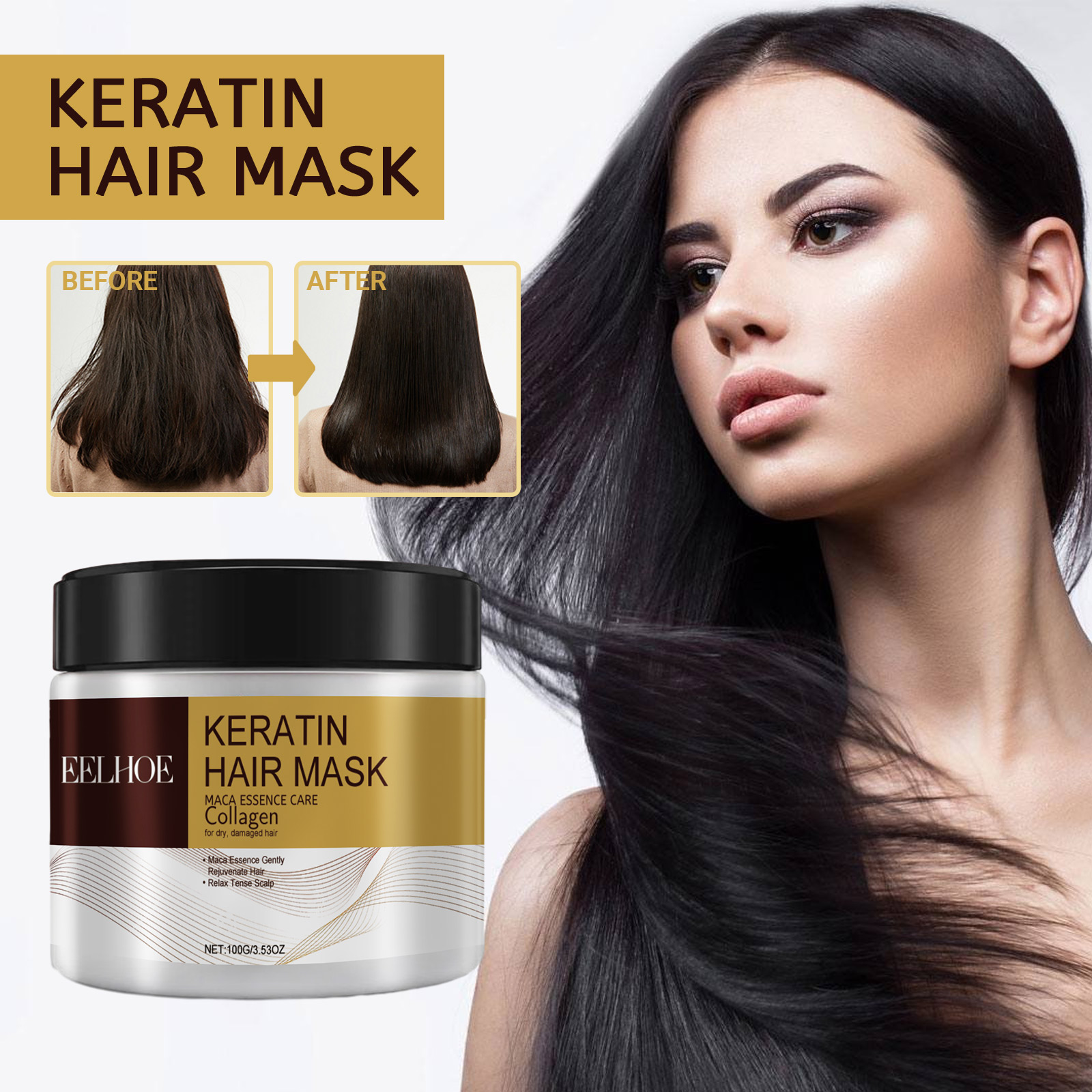 Magical Hair Mask Softens Frizz Repairs Damage Fine Hair Anti-loss Smooth Shiny Hair For Dry Damaged Hair Deep Moisturizing