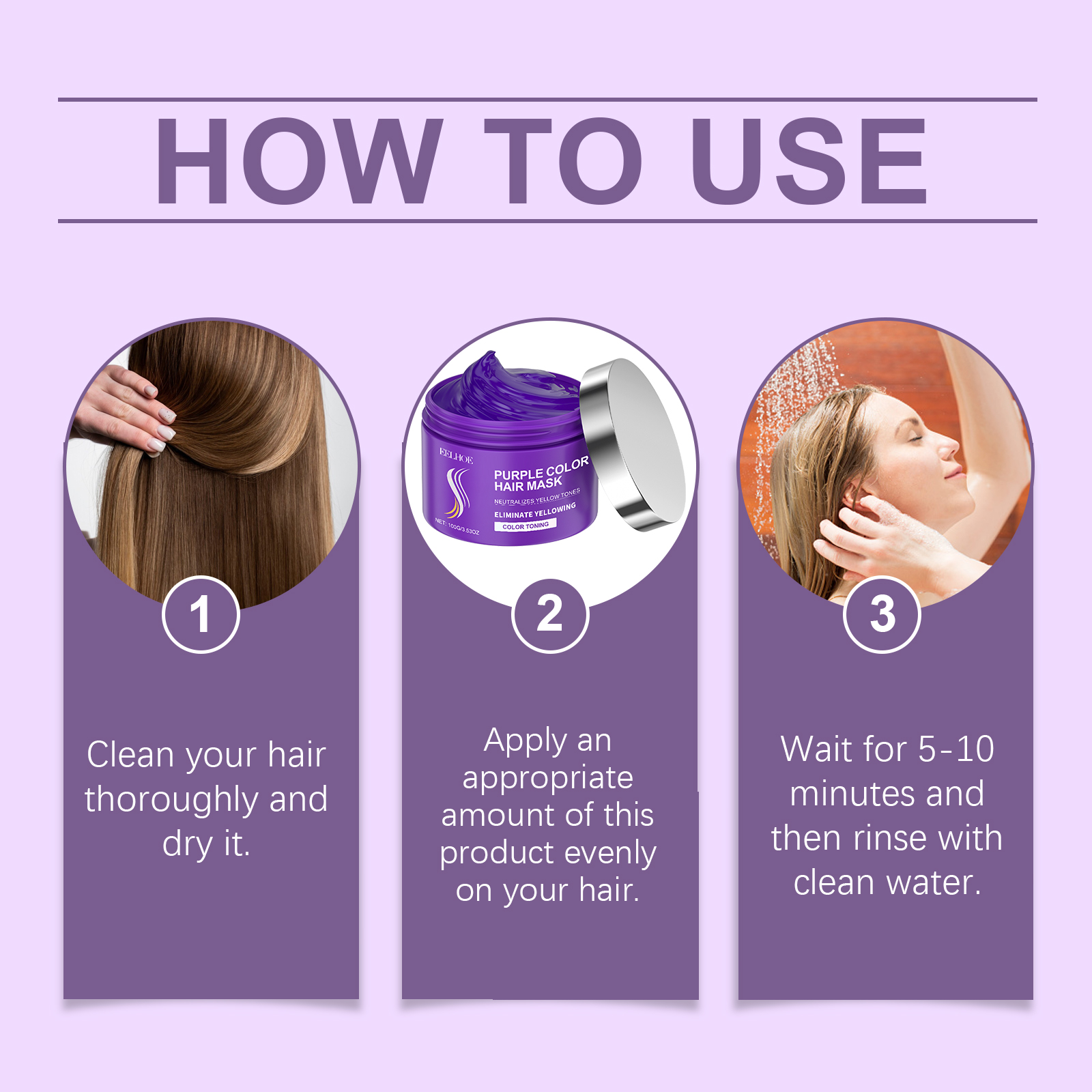 Keratin Purple Hair Mask Repair Treatment Nourishes and Moisturizes Dry Hair Frizz Smooth and Shiny Repair Hair Mask