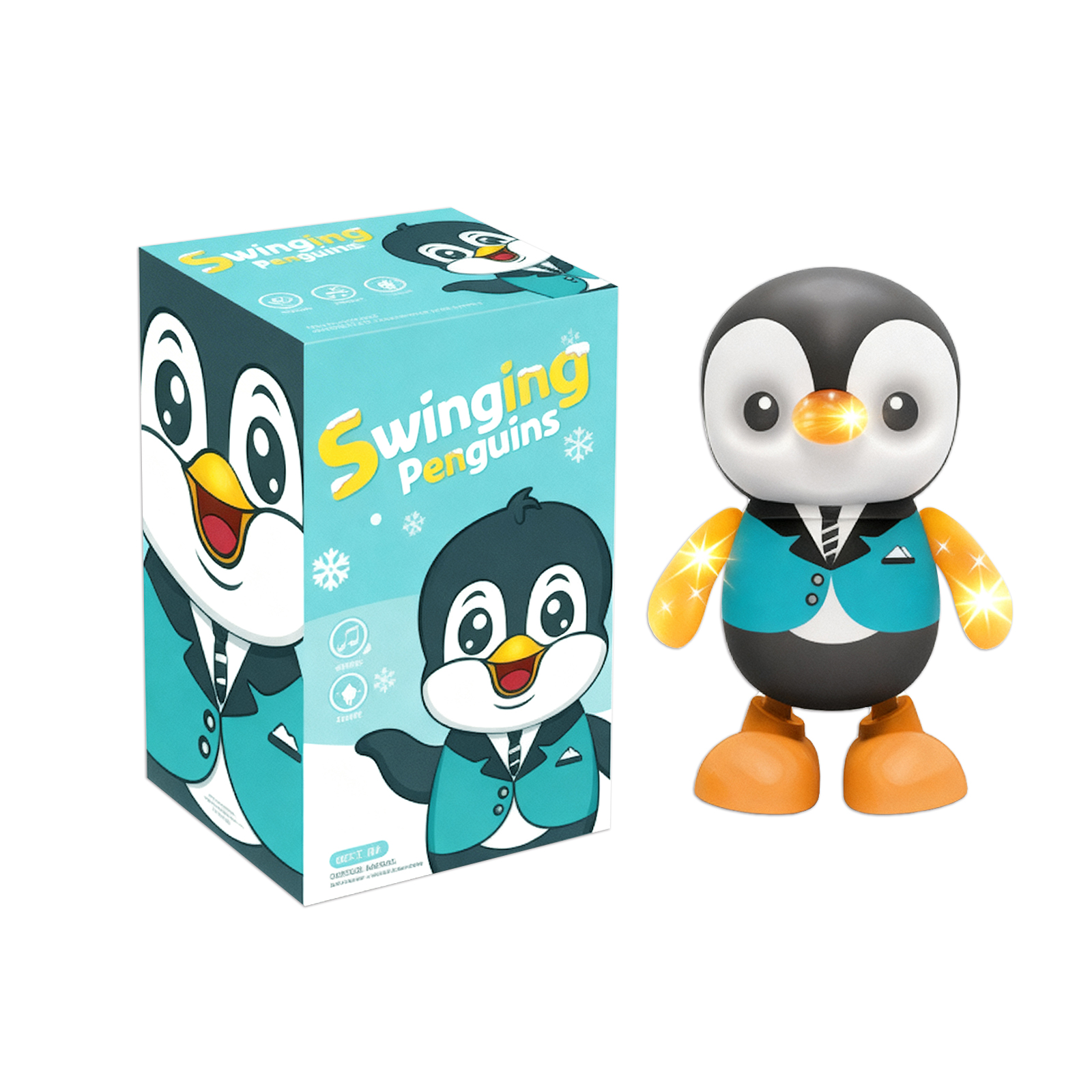 (Penguins) Electric Dance Little Cute Animals Dog Dinosaur Duck Light Music Swinging Little Duck Dance Robot Children's Toy ﻿