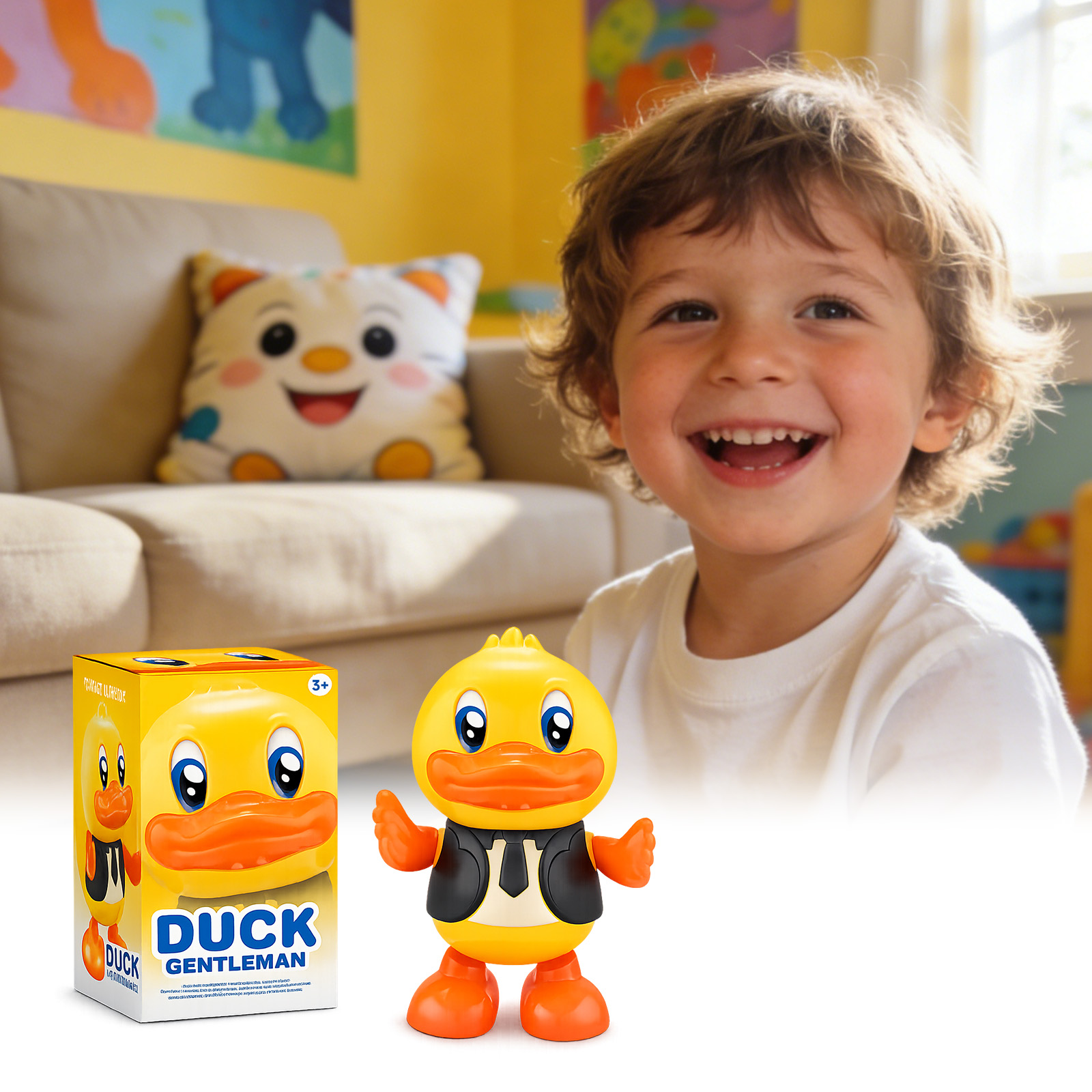 (Duck) Electric Dance Little Cute Animals Dog Dinosaur Duck Light Music Swinging Little Duck Dance Robot Children's Toy ﻿