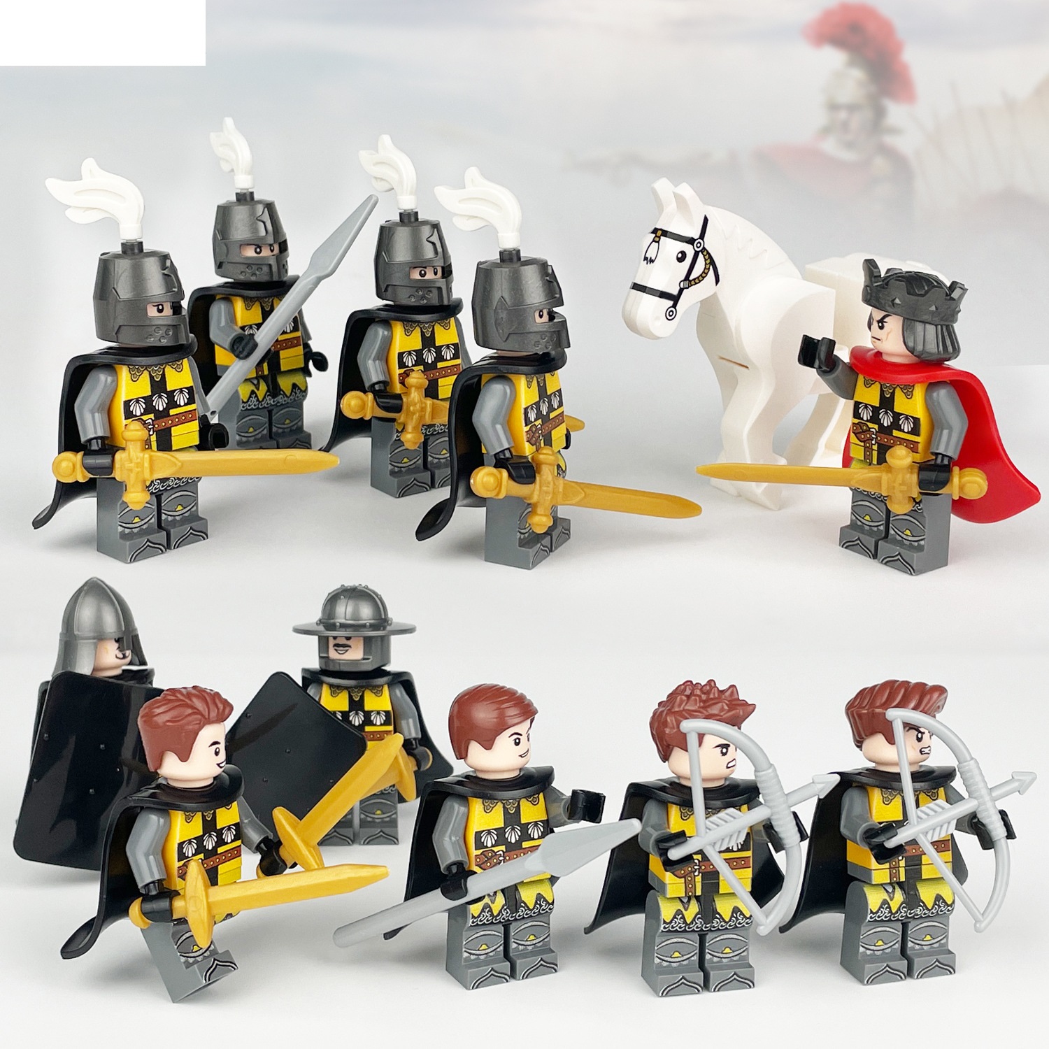 Medieval Army Trooper Minifigure Building Blocks Set Toy Soldiers Army Toys Set Smooth Surface with Weapons for Best Educational 