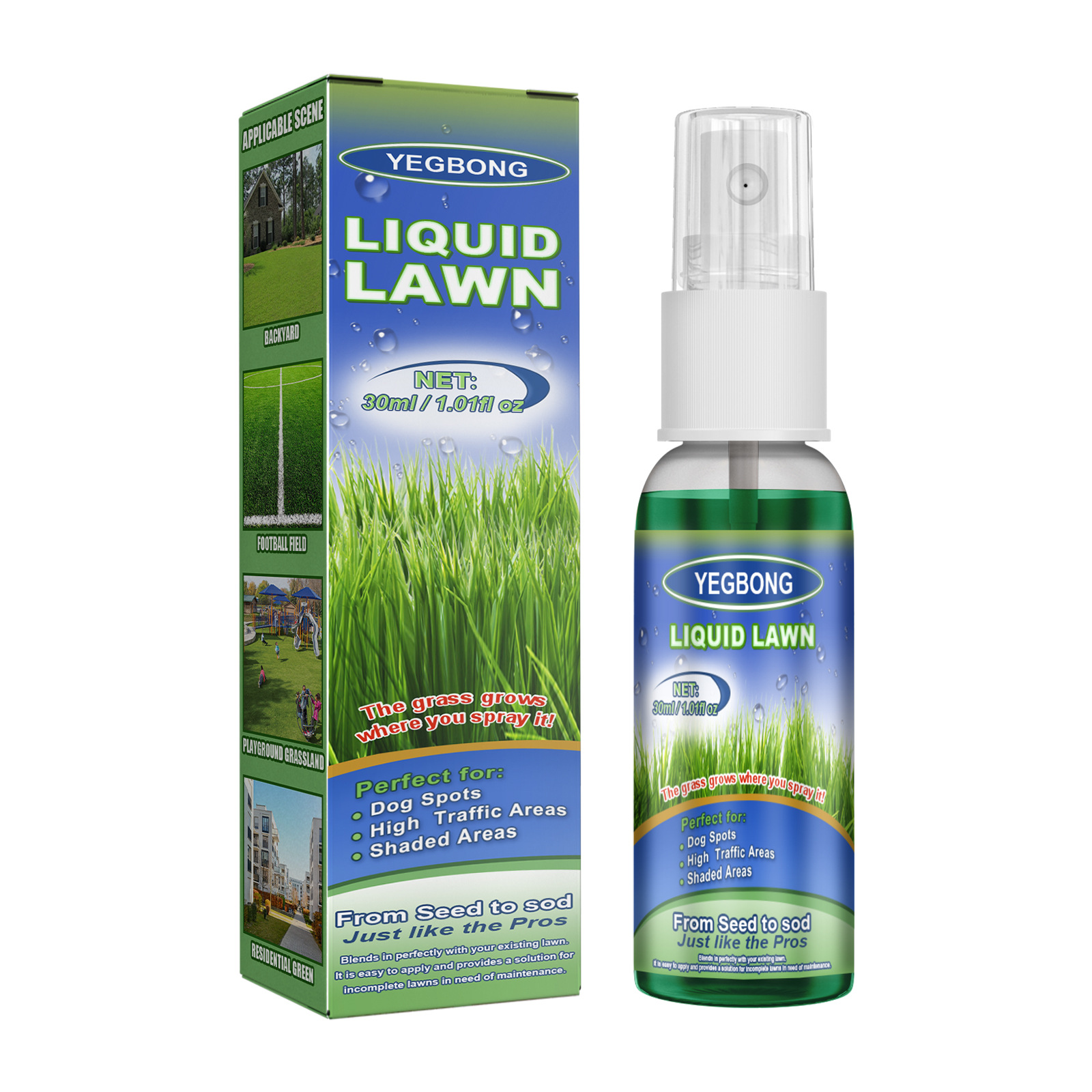 Green Grass Lawn Spray Household Seeding System Liquid for Garden Outdoor Football Ground Long Lasting Green Grass Liquid 30ml ﻿