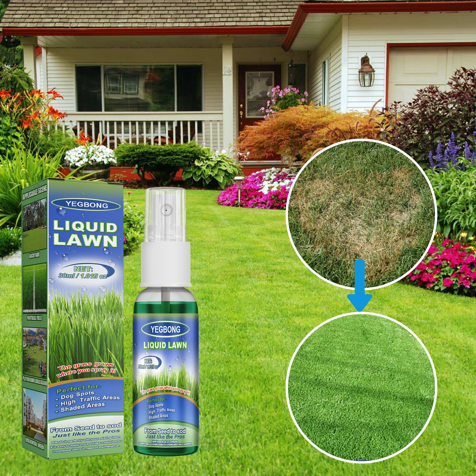 Green Grass Lawn Spray Household Seeding System Liquid for Garden Outdoor Football Ground Long Lasting Green Grass Liquid 30ml ﻿