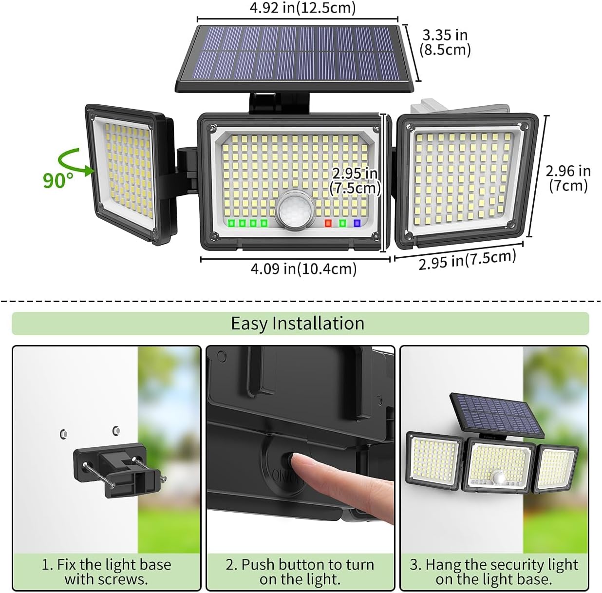 Solar Lights Outdoor Upgraded 286 LED Motion Sensor Security Light with Wide Lighting Angle Easy to Install IP65 Waterproof Durable Solar Powered Flood Lights 