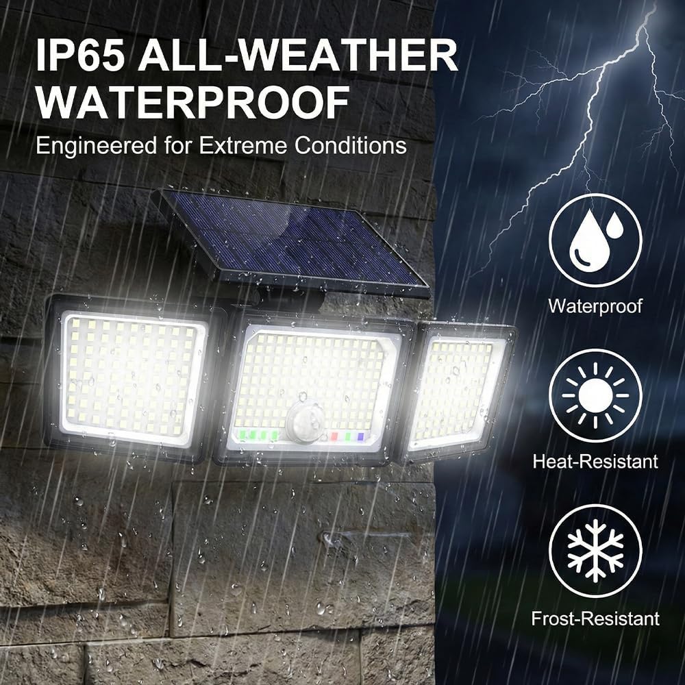 Solar Lights Outdoor Upgraded 286 LED Motion Sensor Security Light with Wide Lighting Angle Easy to Install IP65 Waterproof Durable Solar Powered Flood Lights 