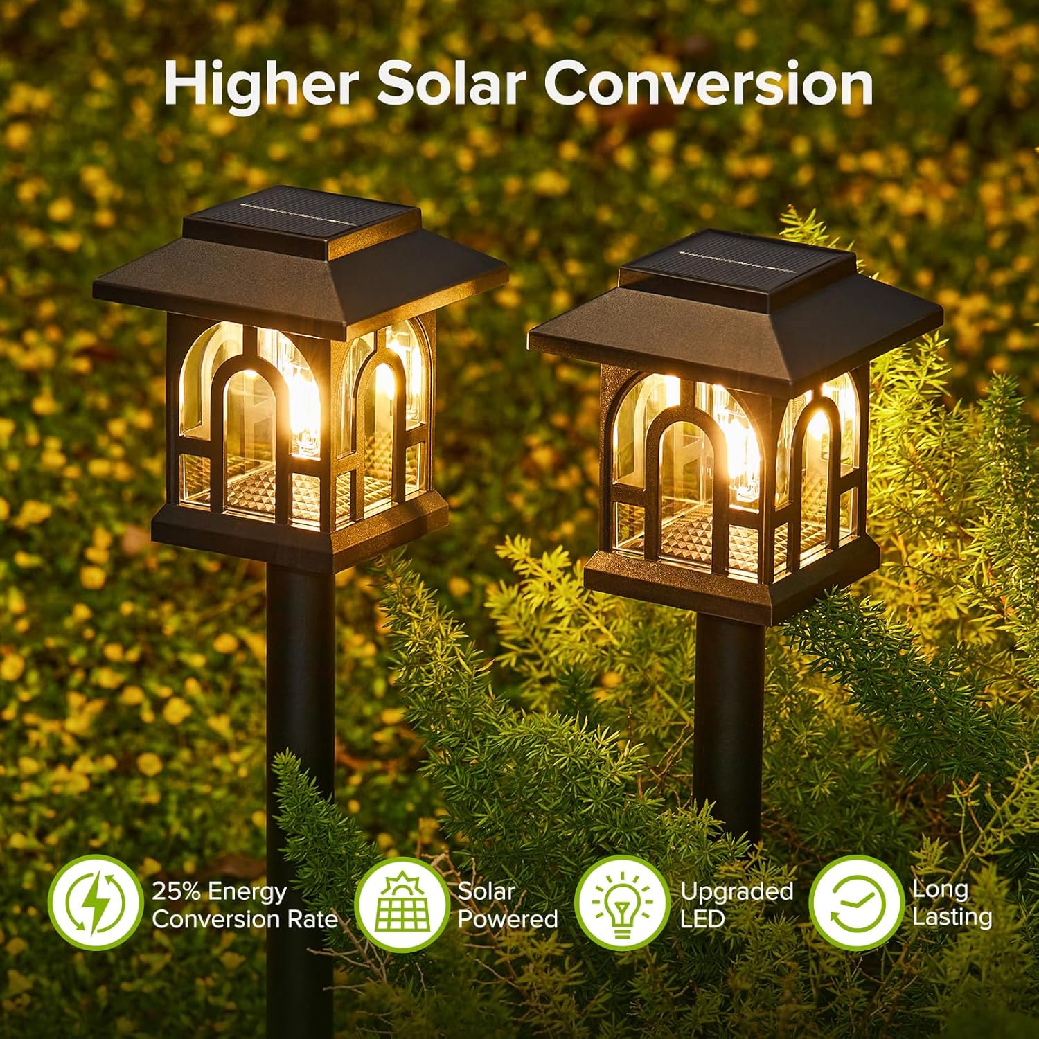 Solar Lights Outdoor Garden 6 Pack Garden Lights Solar Powered Waterproof with Warm White Light Retro Solar Garden Ornaments Outdoor Path Lights for Landscape 