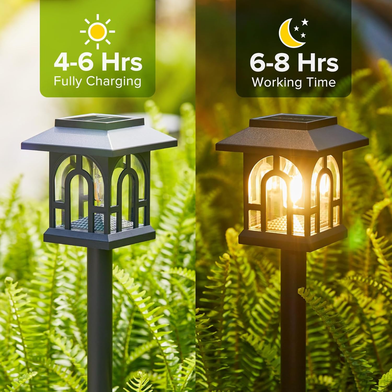 Solar Lights Outdoor Garden 6 Pack Garden Lights Solar Powered Waterproof with Warm White Light Retro Solar Garden Ornaments Outdoor Path Lights for Landscape 