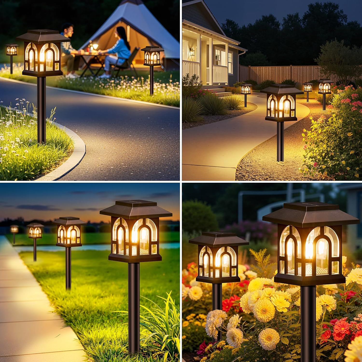Solar Lights Outdoor Garden 6 Pack Garden Lights Solar Powered Waterproof with Warm White Light Retro Solar Garden Ornaments Outdoor Path Lights for Landscape 