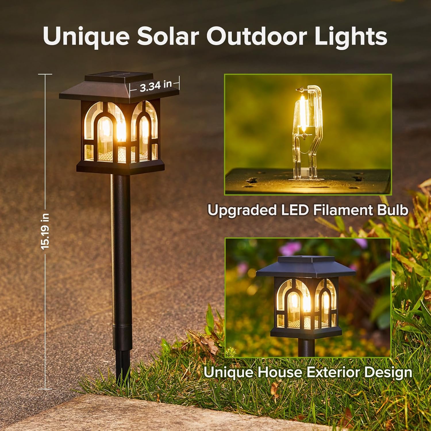 Solar Lights Outdoor Garden 6 Pack Garden Lights Solar Powered Waterproof with Warm White Light Retro Solar Garden Ornaments Outdoor Path Lights for Landscape 