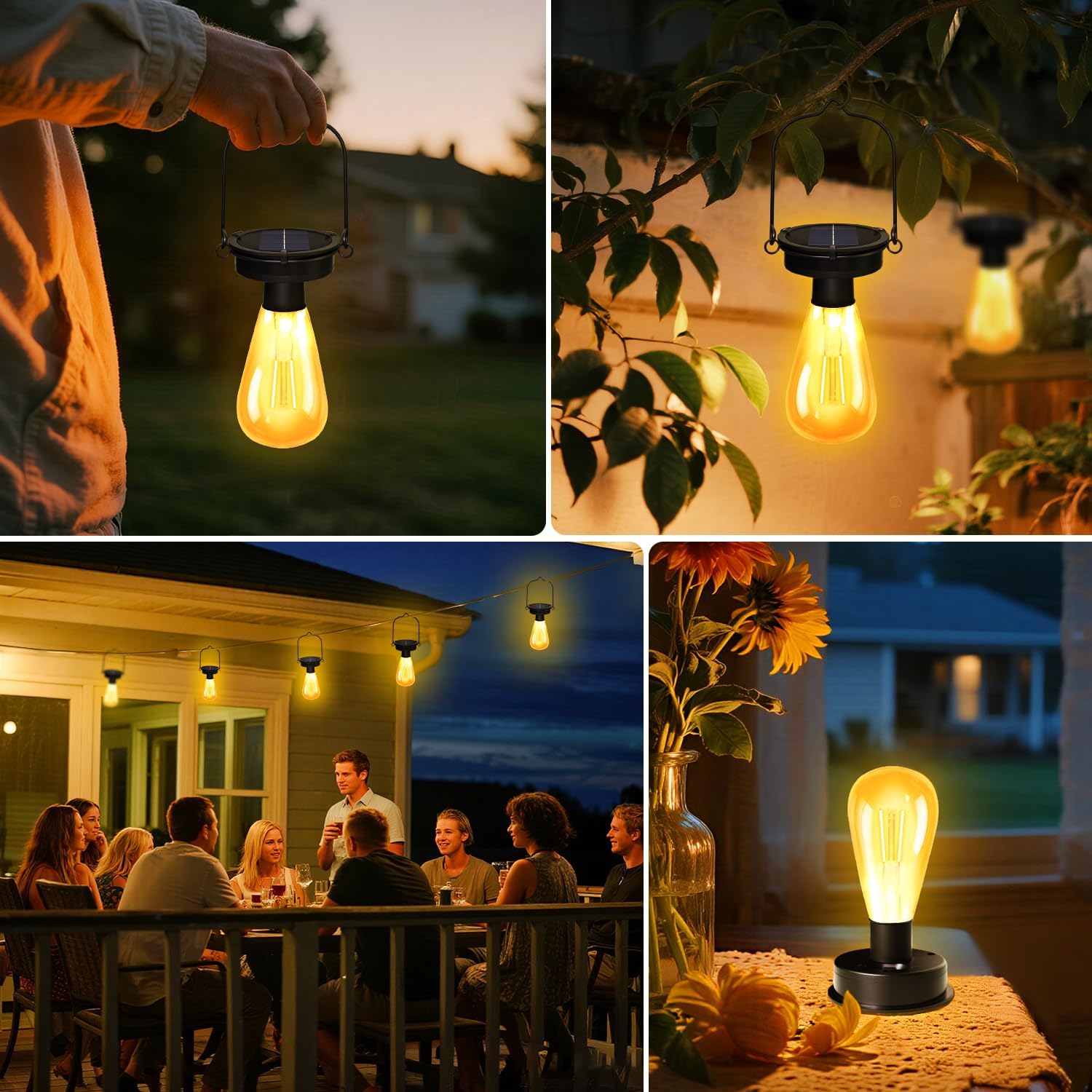 2 Pack Replacement Solar Panels for Garden Lights 8.2cm 3.23in Hanging Lights Replacement Top Part with Bulb Waterproof Solar Lantern Accessories Tools for DIY