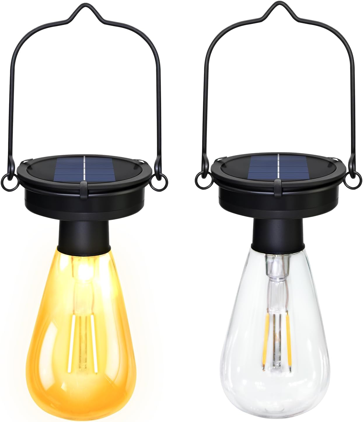 2 Pack Replacement Solar Panels for Garden Lights 8.2cm 3.23in Hanging Lights Replacement Top Part with Bulb Waterproof Solar Lantern Accessories Tools for DIY