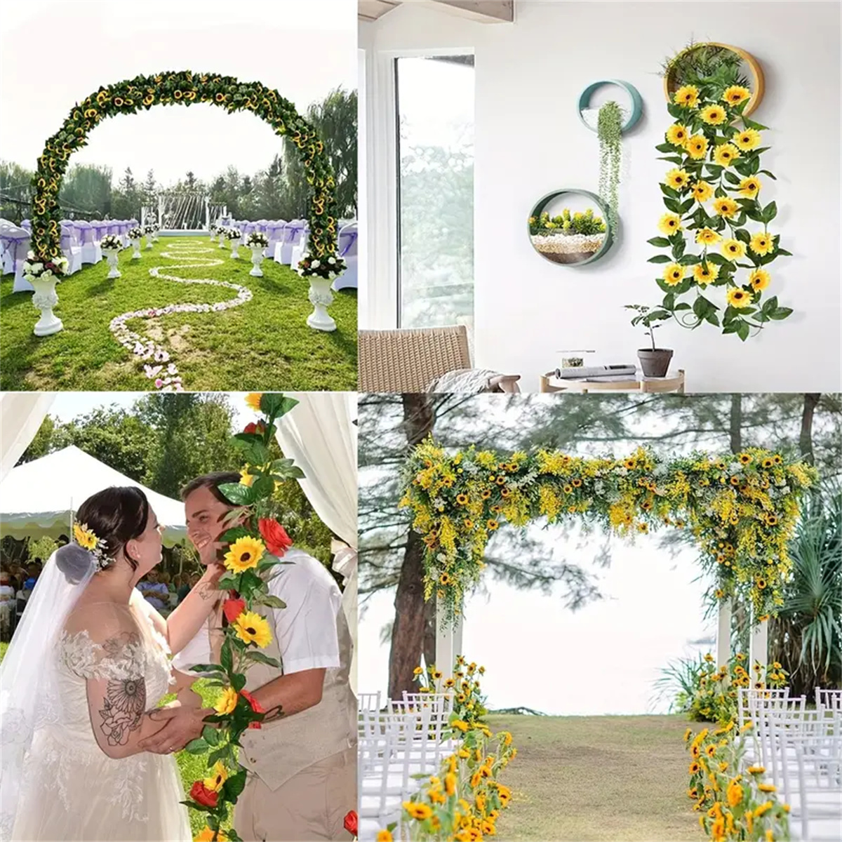 Solar Sunflower String Light Outdoor Waterproof Artificial Flower Vine Atmosphere Lamp For Home Party Holiday Decoration