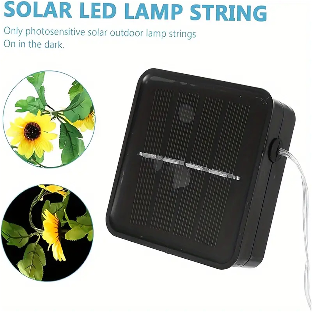 Solar Sunflower String Light Outdoor Waterproof Artificial Flower Vine Atmosphere Lamp For Home Party Holiday Decoration