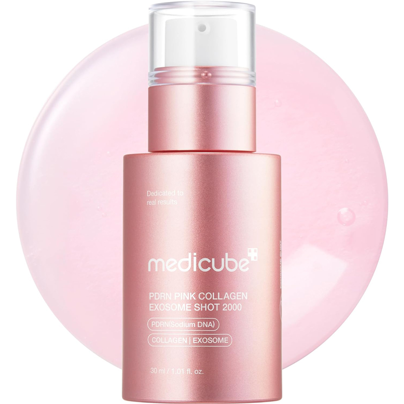 medicube PDRN Pink Collagen Exosome Shot Serum 2000 PPM Liquid Skin Booster Exosome Salmon DNA PDRN Spicules Uneven Tone Pore Care Texture Korean Skin Care 30ml
