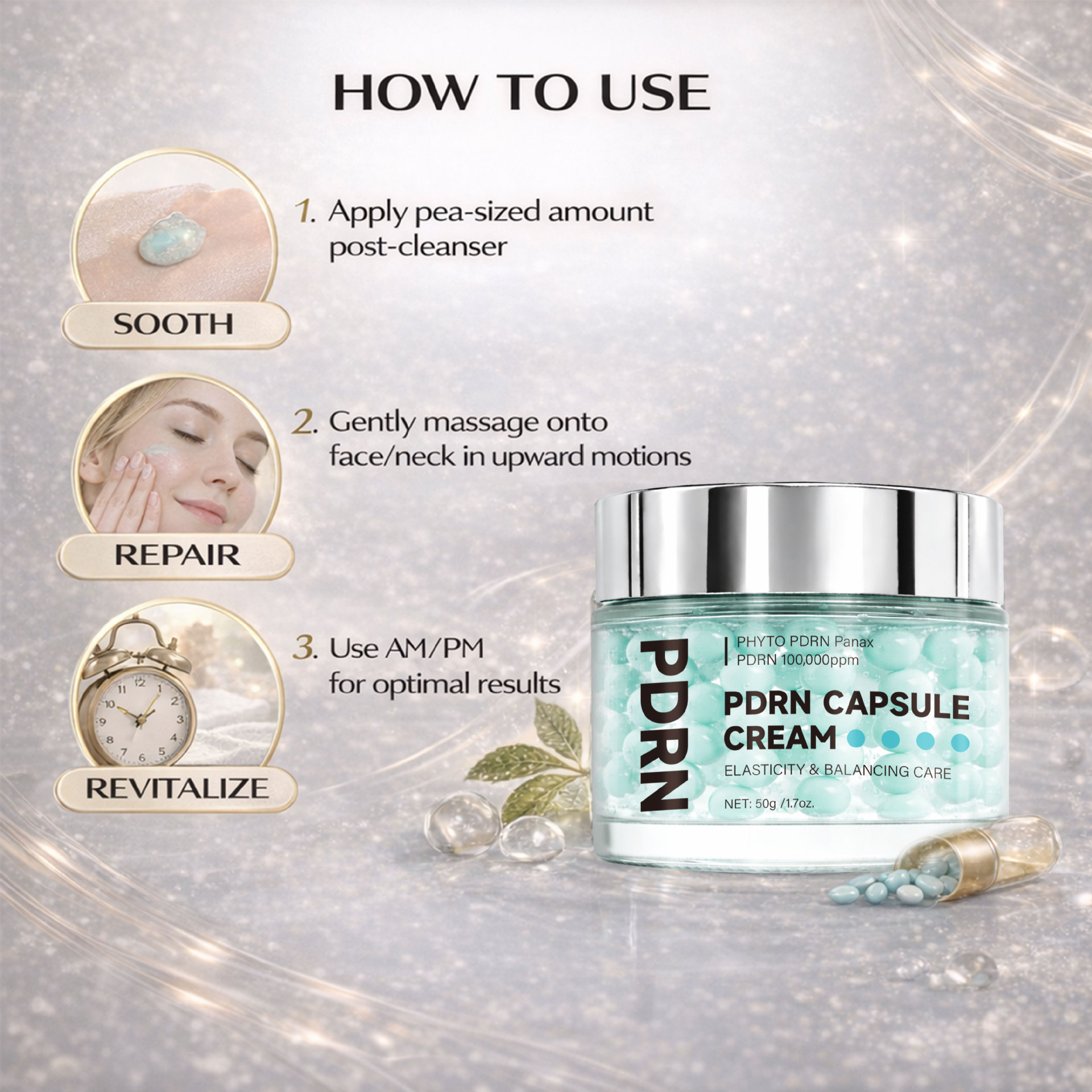 Capsule Cream 50g Redness Relief Collagen Boosting Post Procedure Recovery UV Protection Lightweight Face Moisturiser