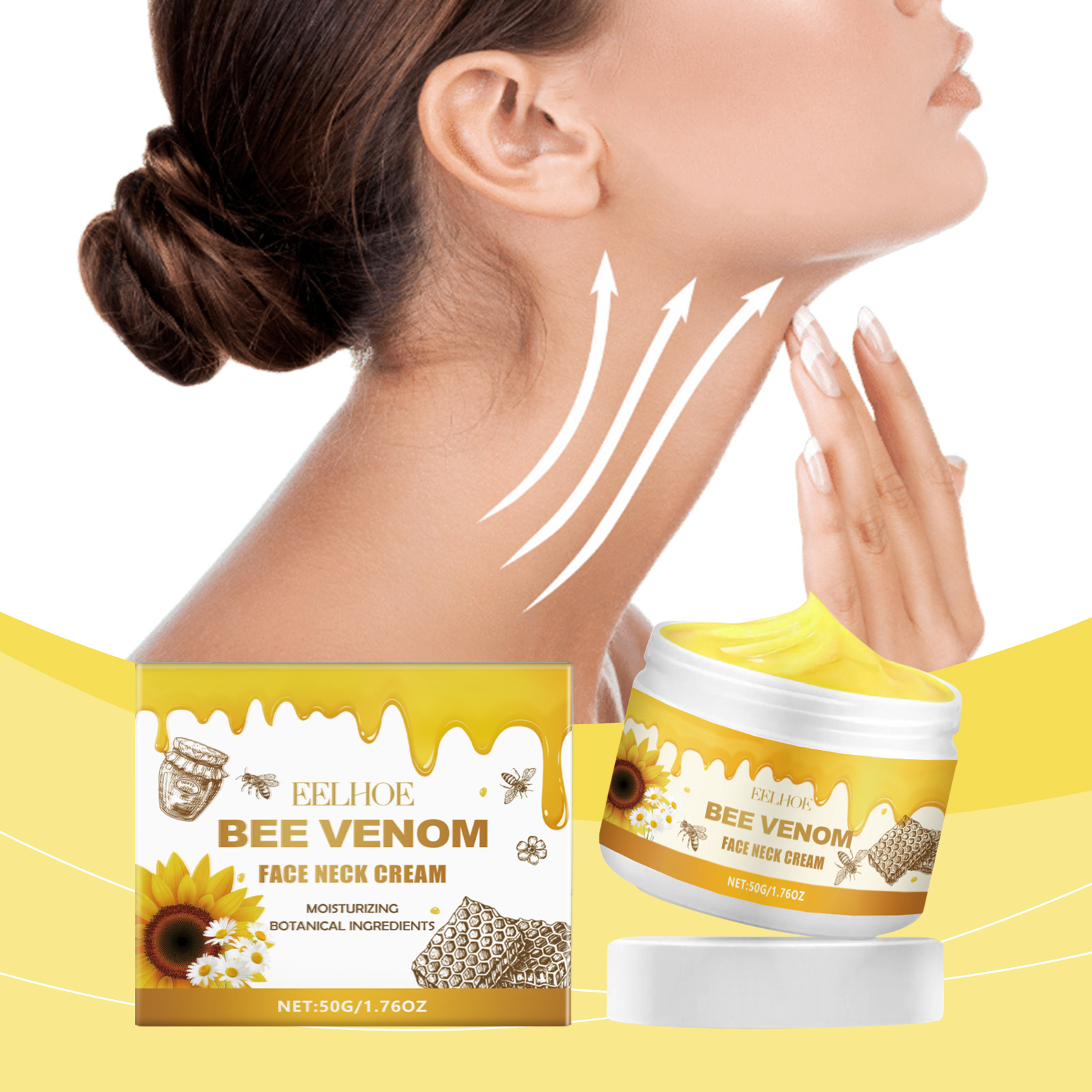Bee Venom Face And Neck Cream Moisturizing Hydrating Nourishing For Smoothing And Softening Daily Dual Area Care
