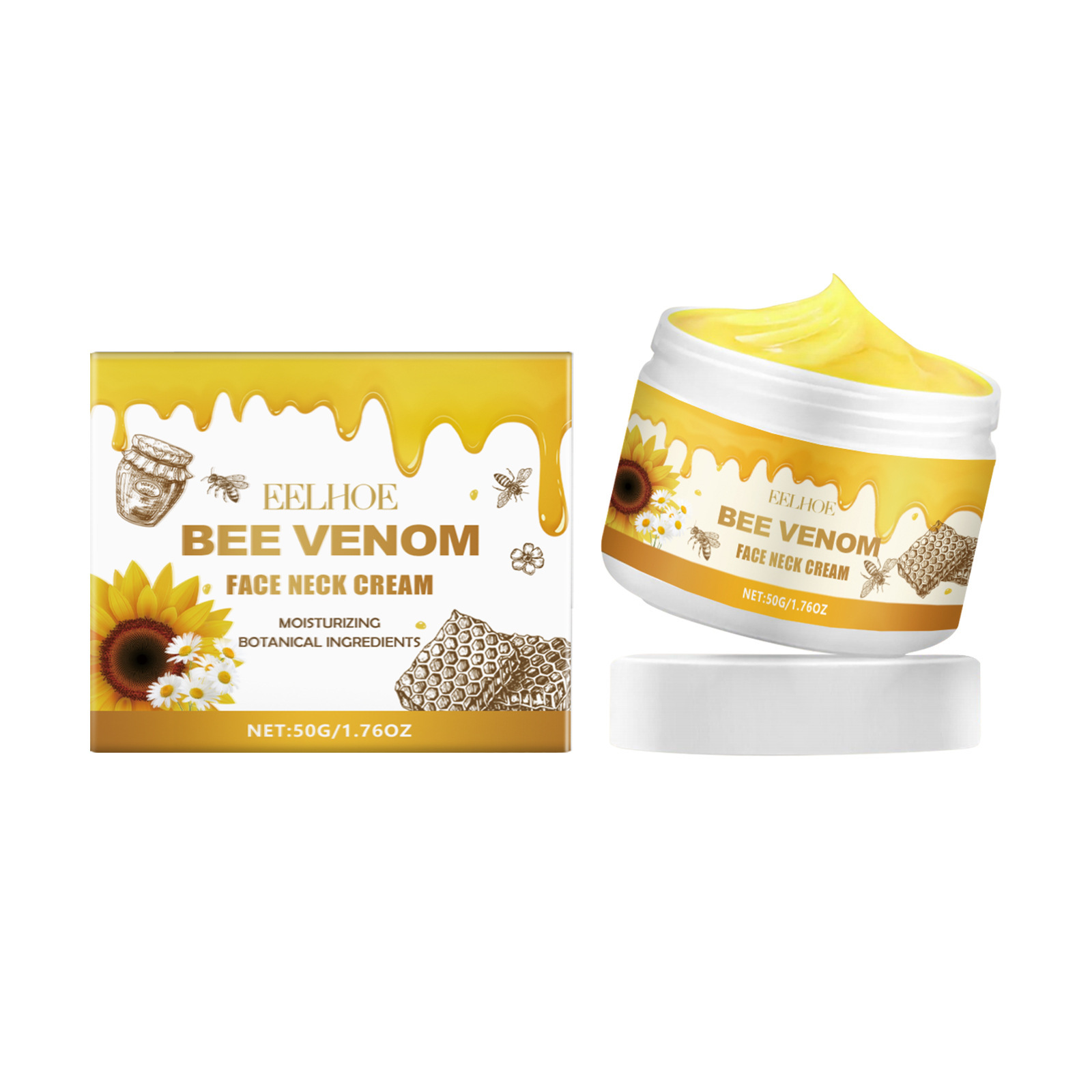 Bee Venom Face And Neck Cream Moisturizing Hydrating Nourishing For Smoothing And Softening Daily Dual Area Care