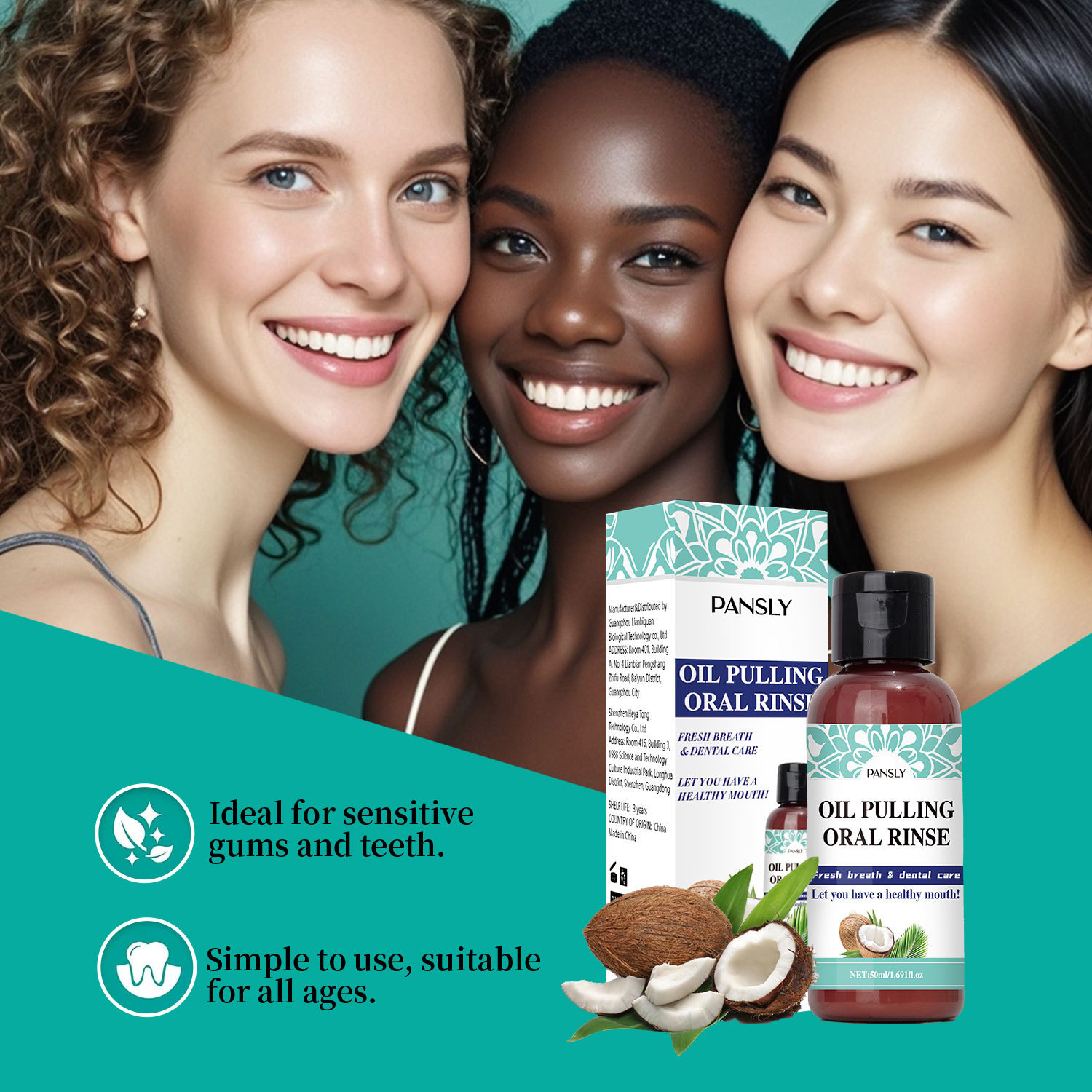 Coconut Oil Pulling Oral Rinse Mouthwash For Fresh Breath Daily Oral Hygiene 50ml