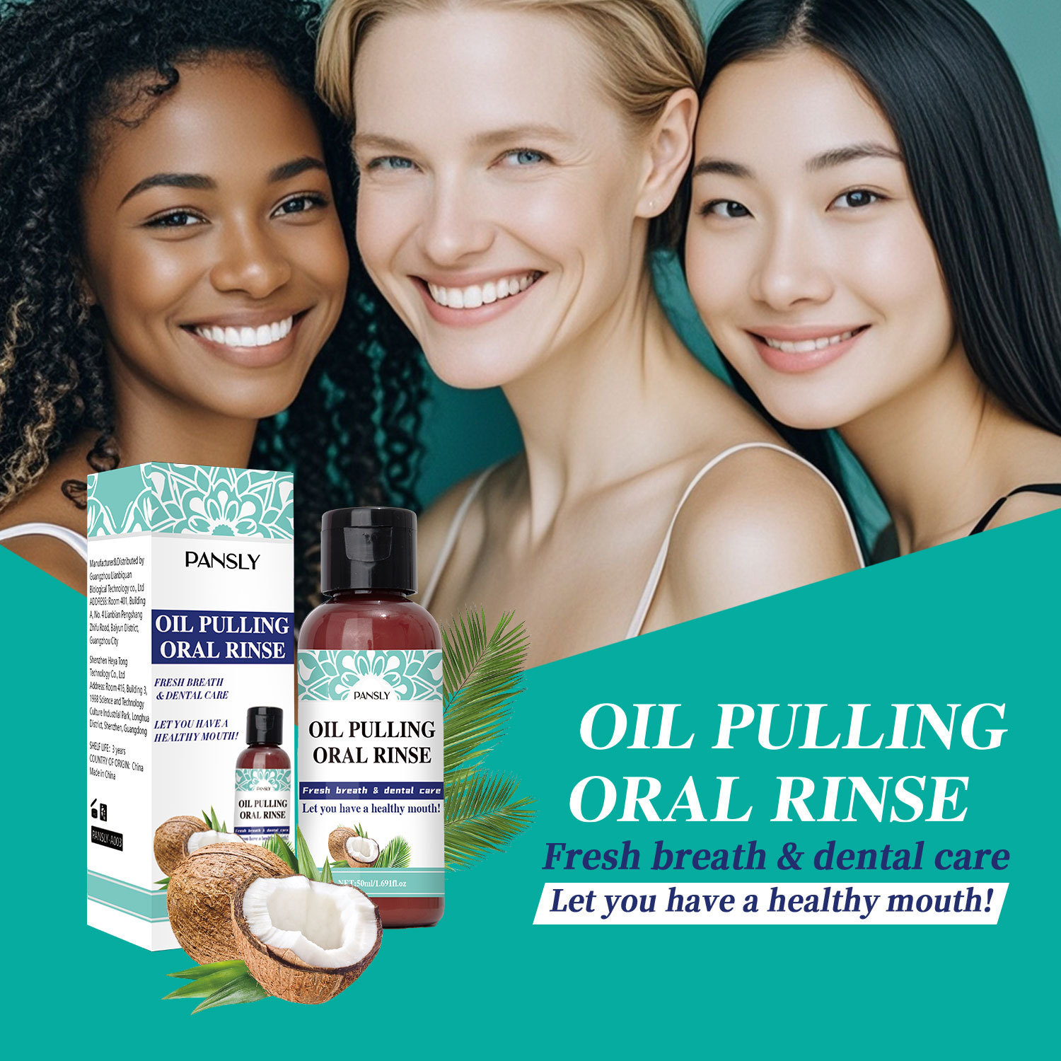 Coconut Oil Pulling Oral Rinse Mouthwash For Fresh Breath Daily Oral Hygiene 50ml