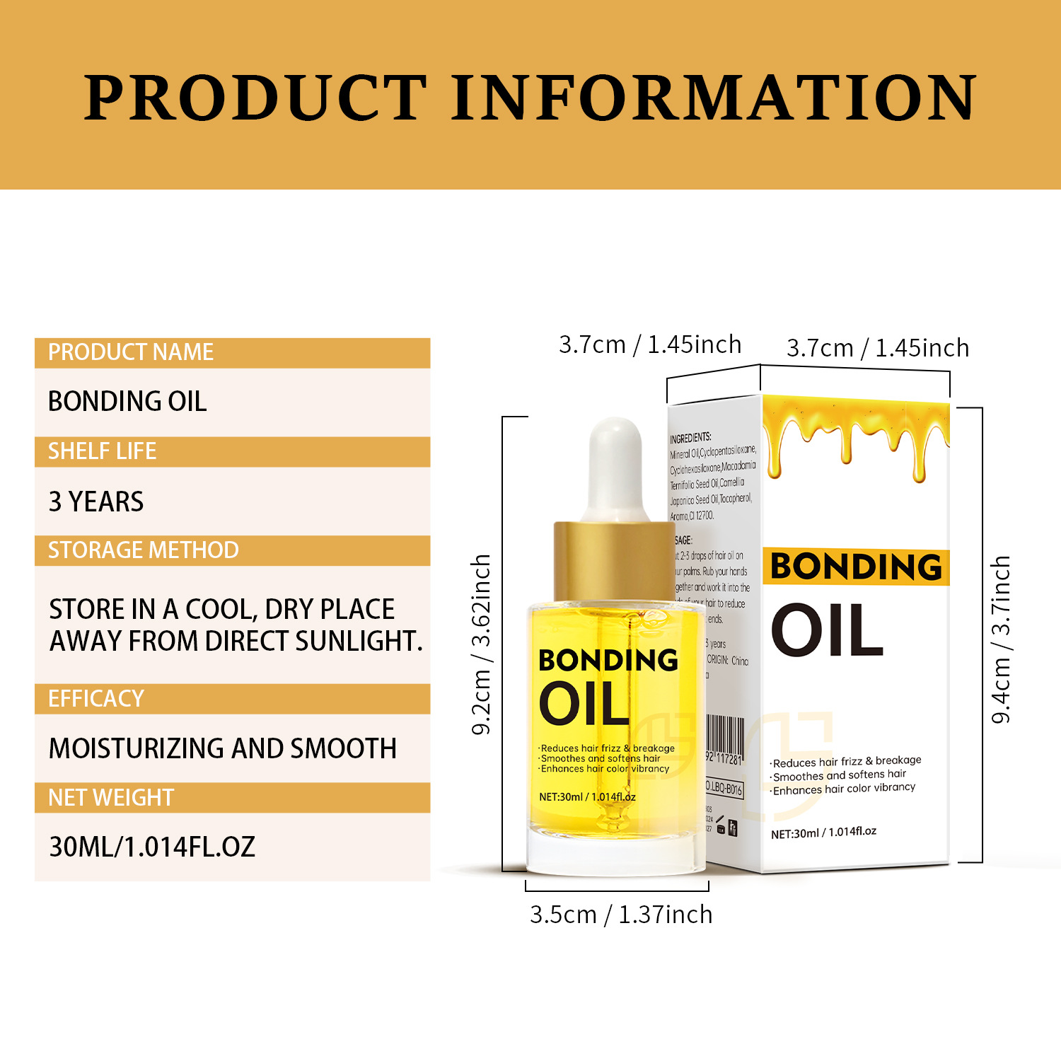 Bonding Hair Oil Moisturizing Strengthening Repairing For Dry Damaged Hair Daily Scalp And Strand Care 30ml