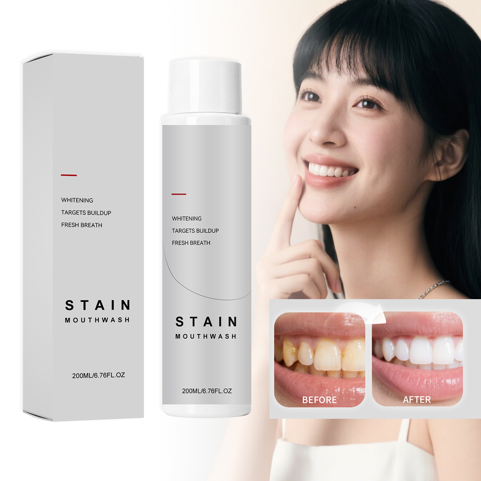 Fresh Stain Removing Mouthwash Fresh Mint Daily Care Gentle Protection Long Lasting Fragrance Oral Cleaning Maintenance