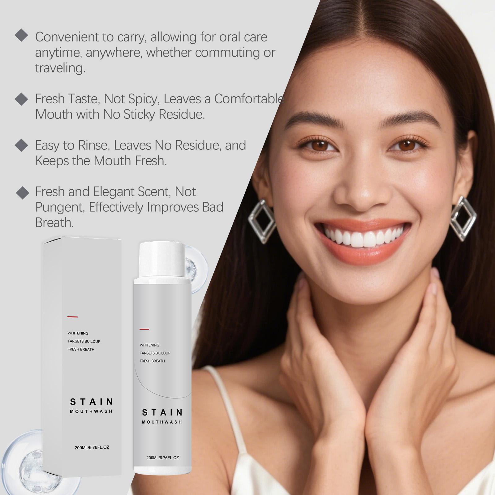 Fresh Stain Removing Mouthwash Fresh Mint Daily Care Gentle Protection Long Lasting Fragrance Oral Cleaning Maintenance