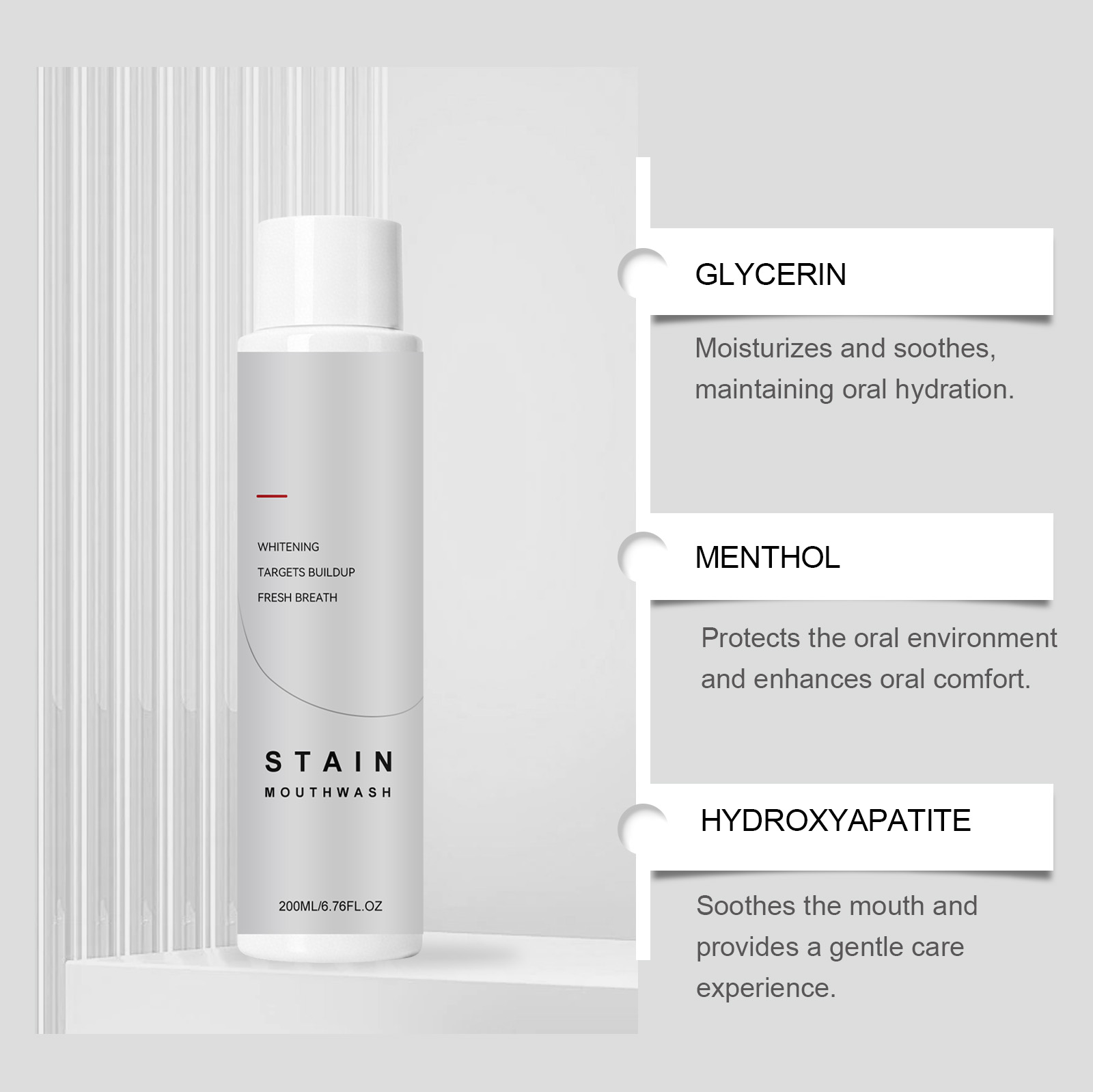 Fresh Stain Removing Mouthwash Fresh Mint Daily Care Gentle Protection Long Lasting Fragrance Oral Cleaning Maintenance