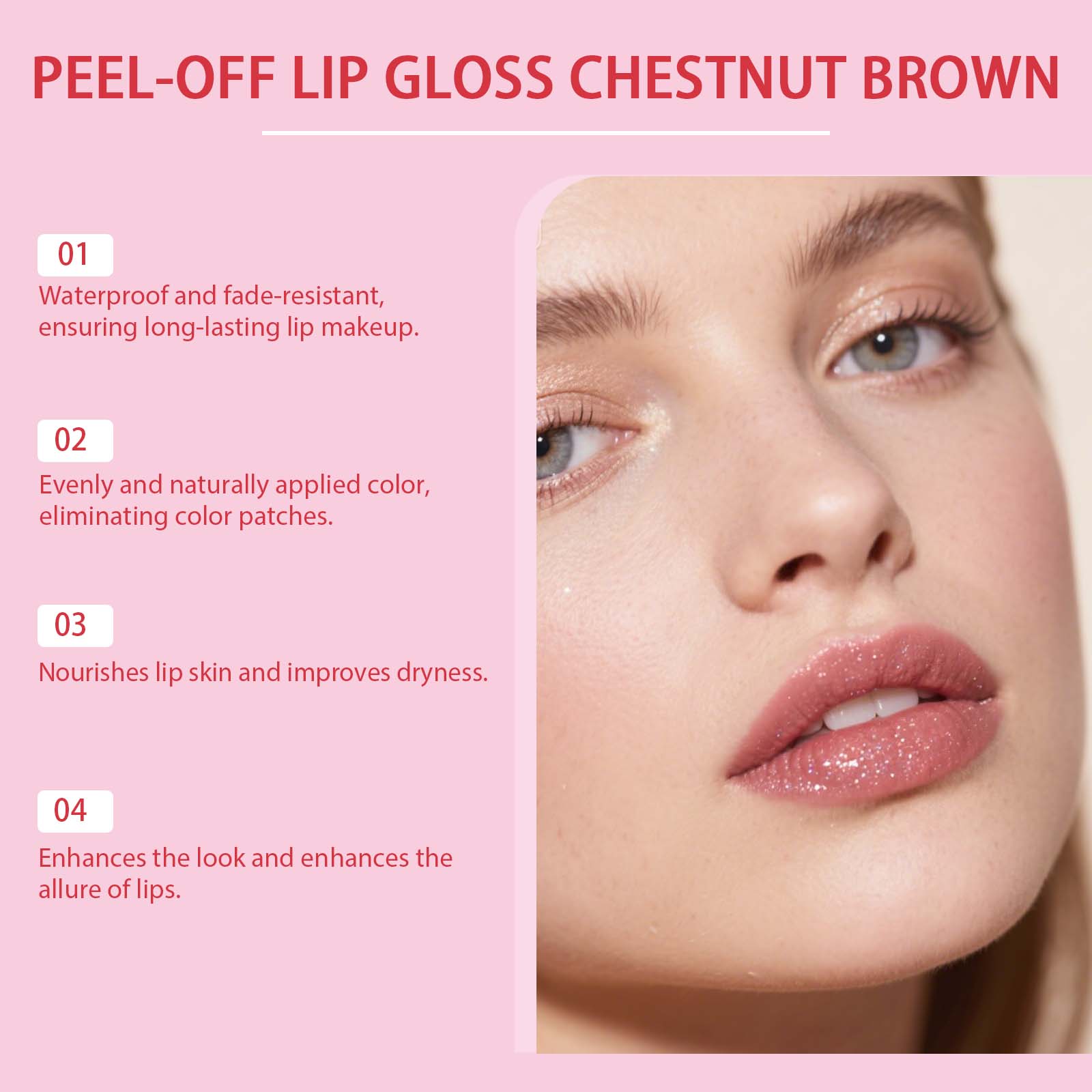 (Warm Rose) Peel Lip Tint Natural Color Render Mild Gloss Lightweight Non Sticky Versatile Portable Daily Lip Makeup