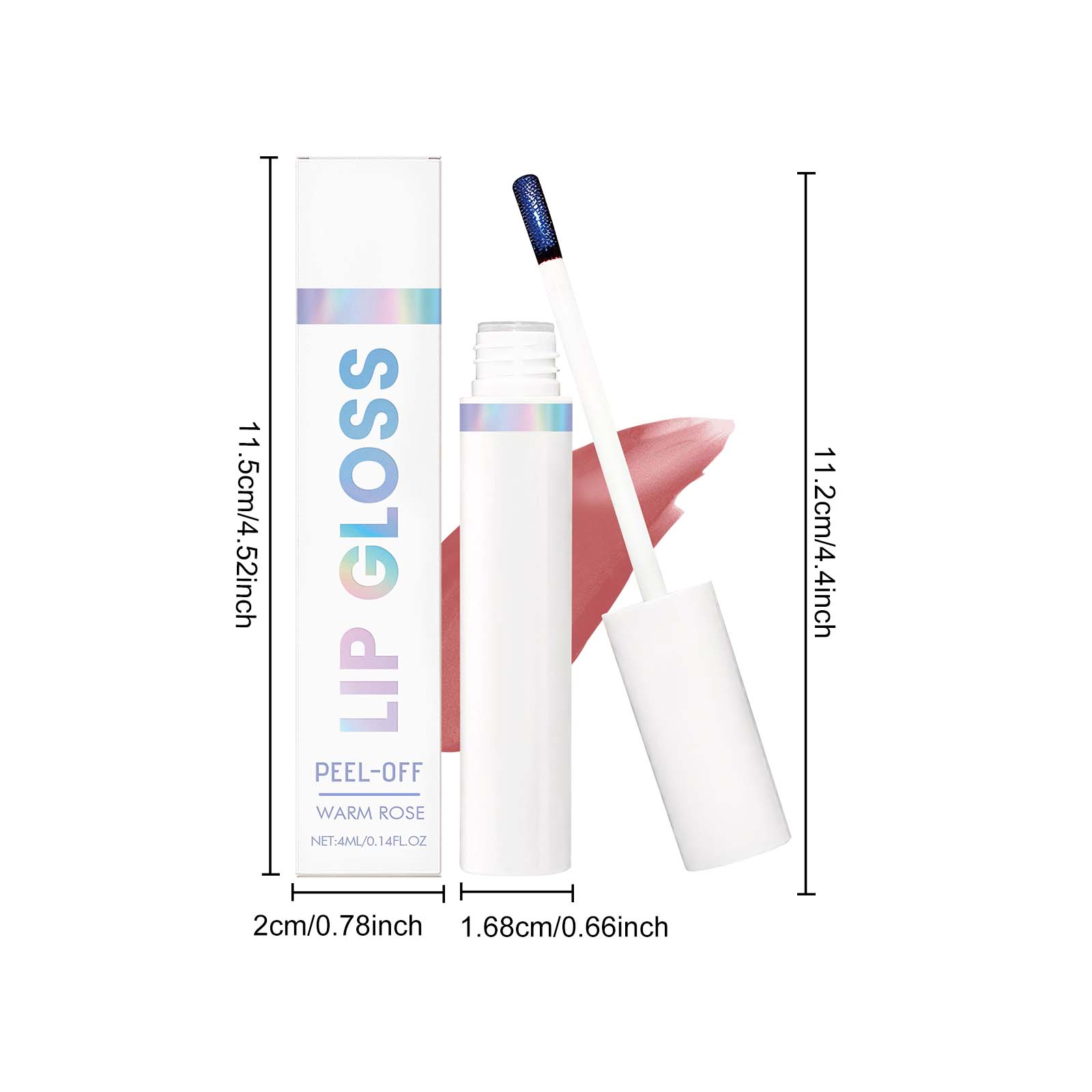 (Warm Rose) Peel Lip Tint Natural Color Render Mild Gloss Lightweight Non Sticky Versatile Portable Daily Lip Makeup