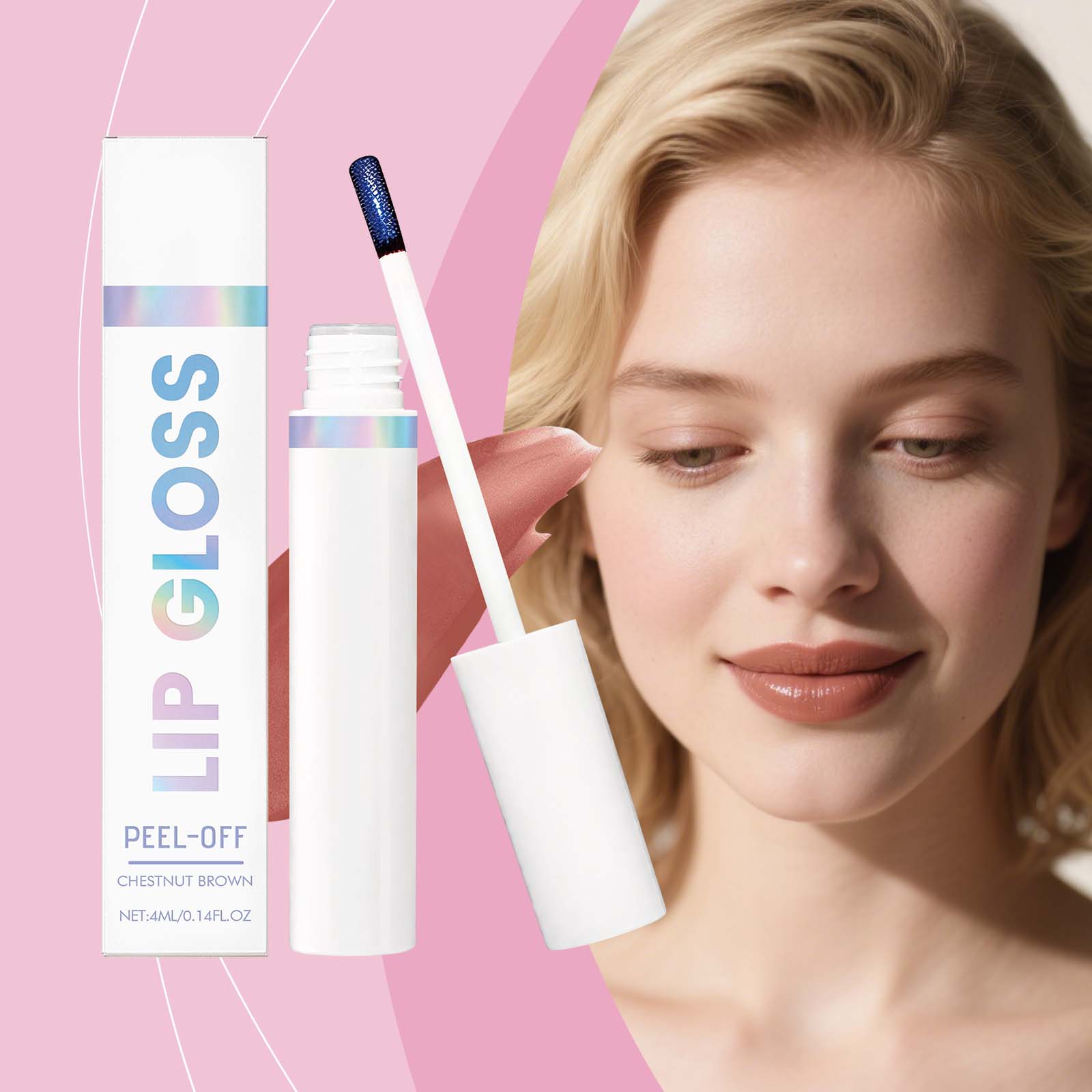 (Warm Rose) Peel Lip Tint Natural Color Render Mild Gloss Lightweight Non Sticky Versatile Portable Daily Lip Makeup