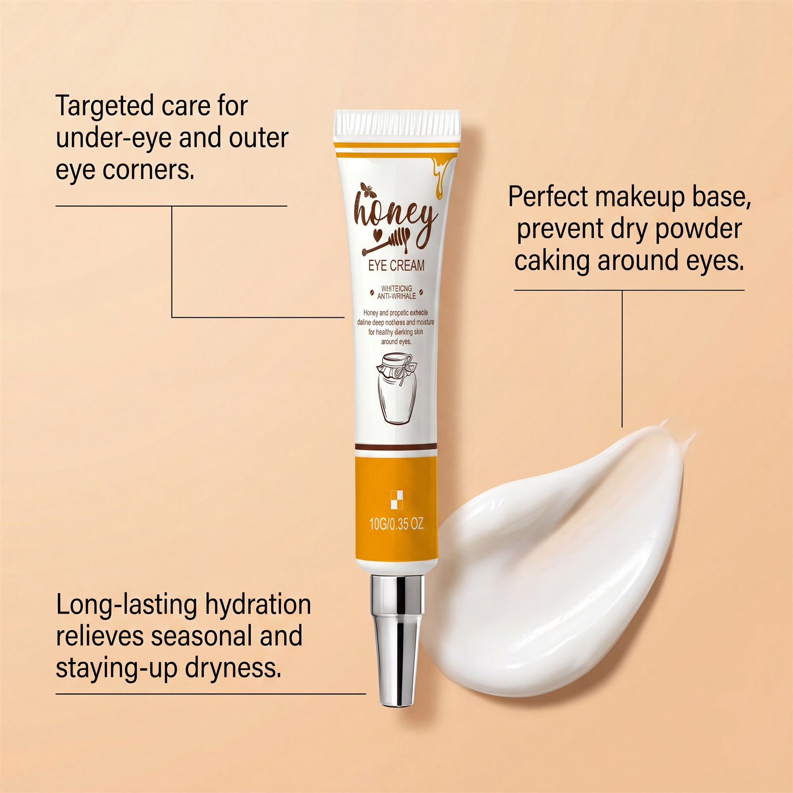 Eye Care Brightening Cream Contains Honey Essence Evens Skin Tone Cares For Late Nights Hydrates Softens Tender Elastic Skin Around Eyes
