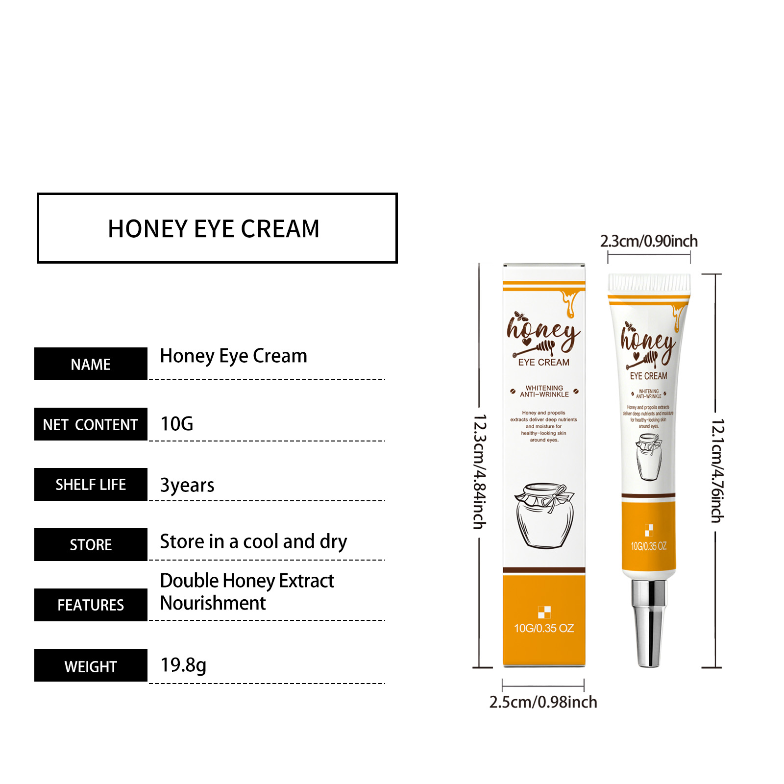 Eye Care Brightening Cream Contains Honey Essence Evens Skin Tone Cares For Late Nights Hydrates Softens Tender Elastic Skin Around Eyes