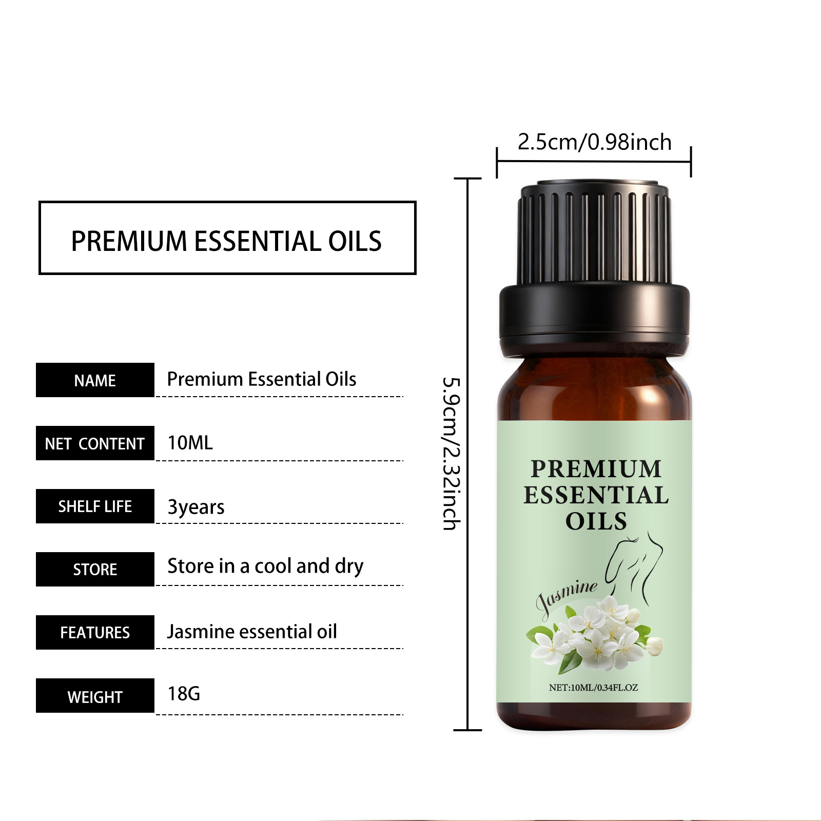 Jasmine Essential Oil Moisturizing Hydrating Lightweight Nourishing For Dry Skin Care Smooth Hair Aromatic Treatment